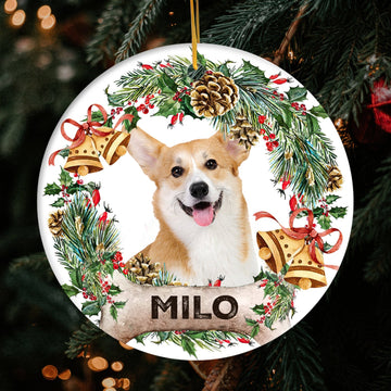 Lovely Pet - Personalized Christmas gift For Dog Lovers - Custom Circle Ceramic Ornament - Elizabeth Fashions