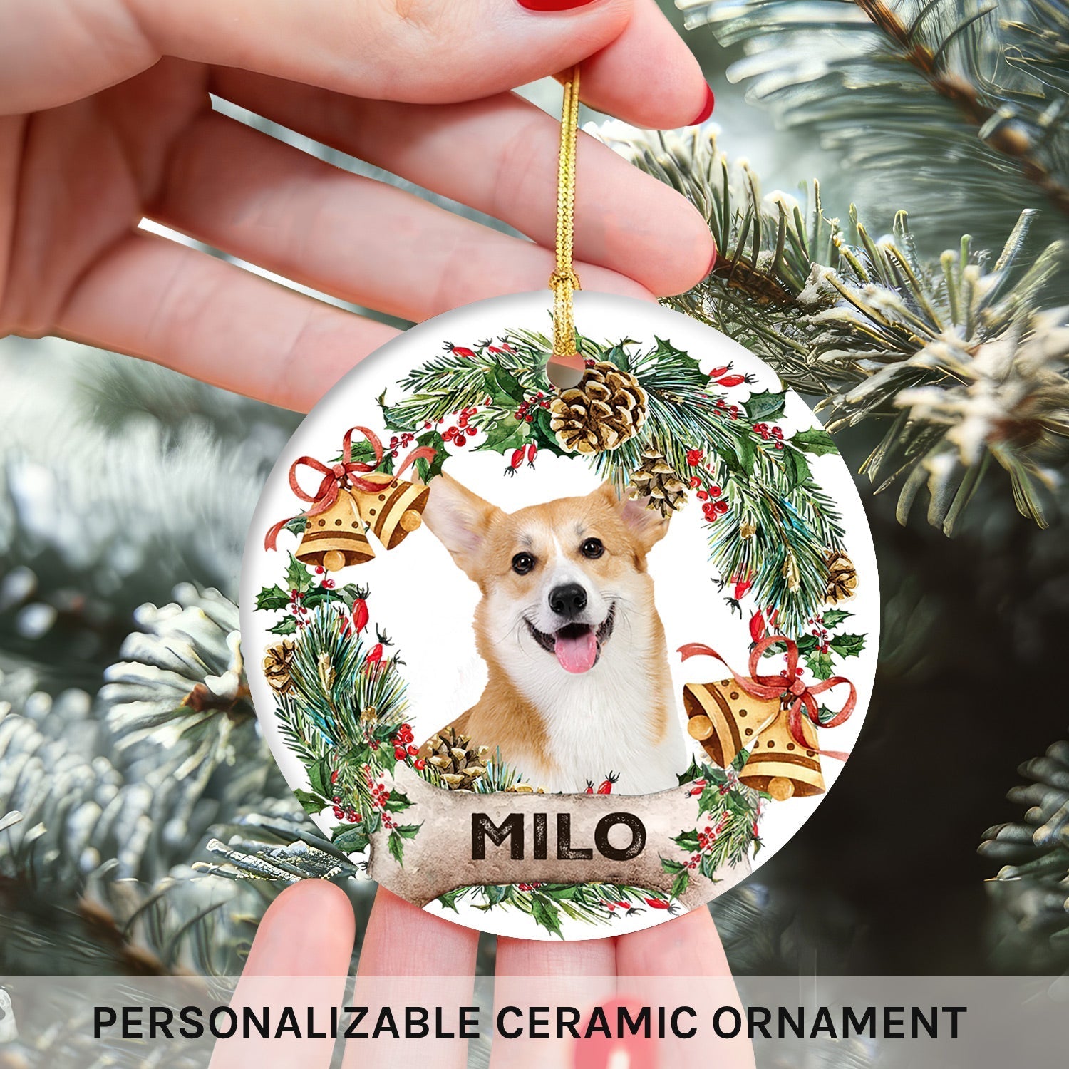 Lovely Pet - Personalized Christmas gift For Dog Lovers - Custom Circle Ceramic Ornament - Elizabeth Fashions