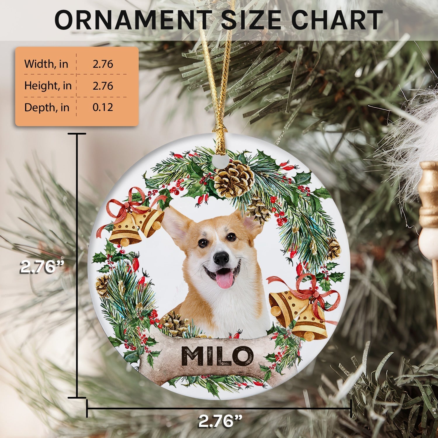 Lovely Pet - Personalized Christmas gift For Dog Lovers - Custom Circle Ceramic Ornament - Elizabeth Fashions