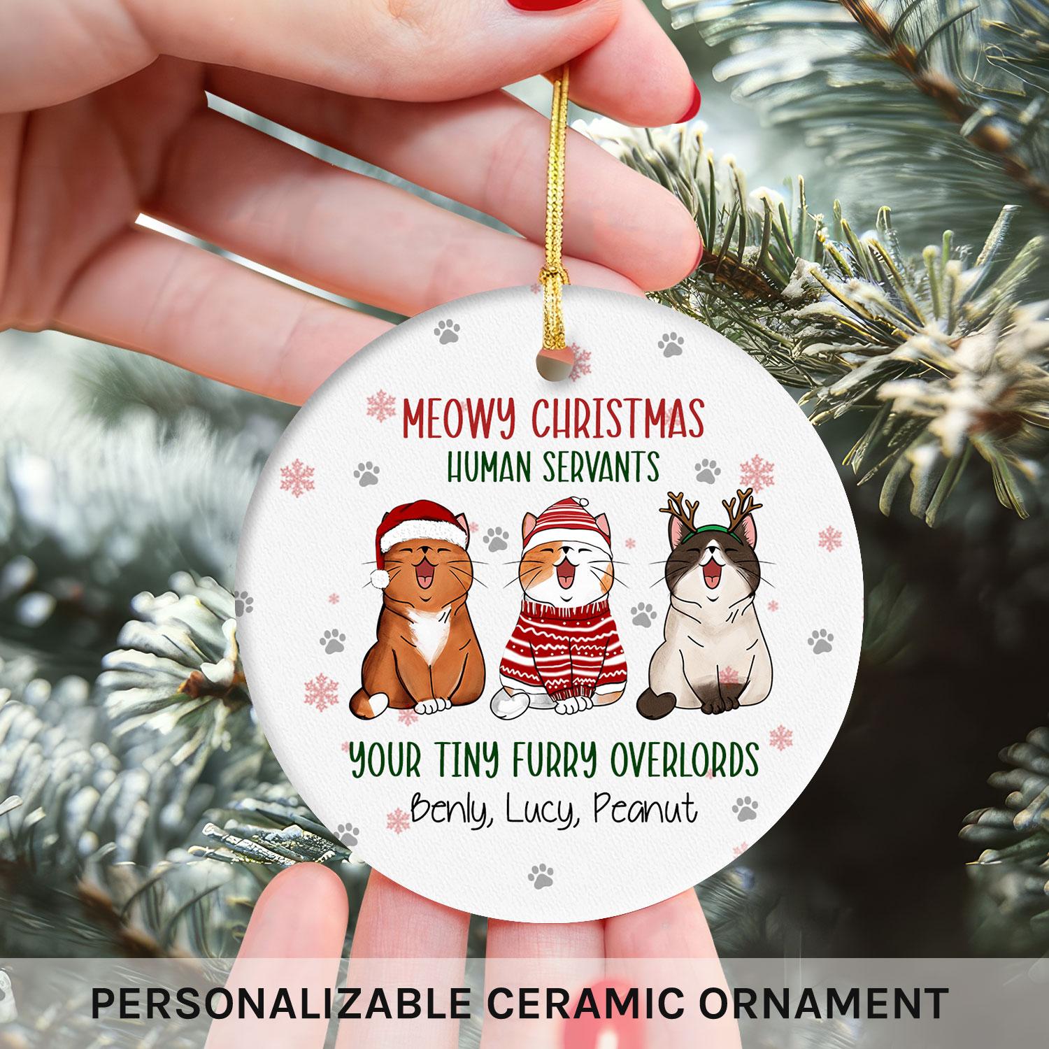 Meowy Christmas - Personalized Christmas gift for Cat Lovers - Custom Circle Ceramic Ornament - Elizabeth Fashions