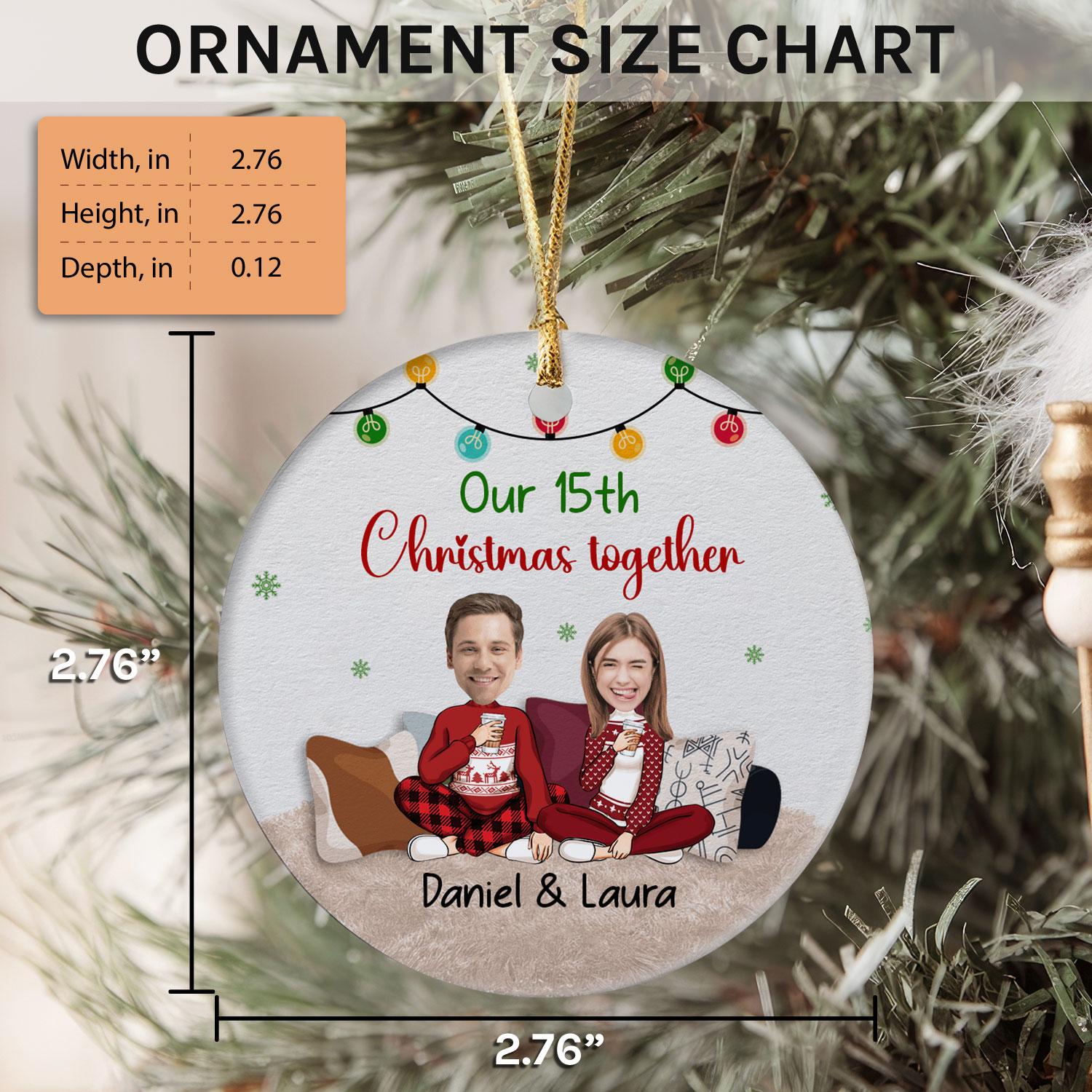 Christmas Together - Personalized Christmas gift for Husband or Wife - Custom Circle Ceramic Ornament - Elizabeth Fashions