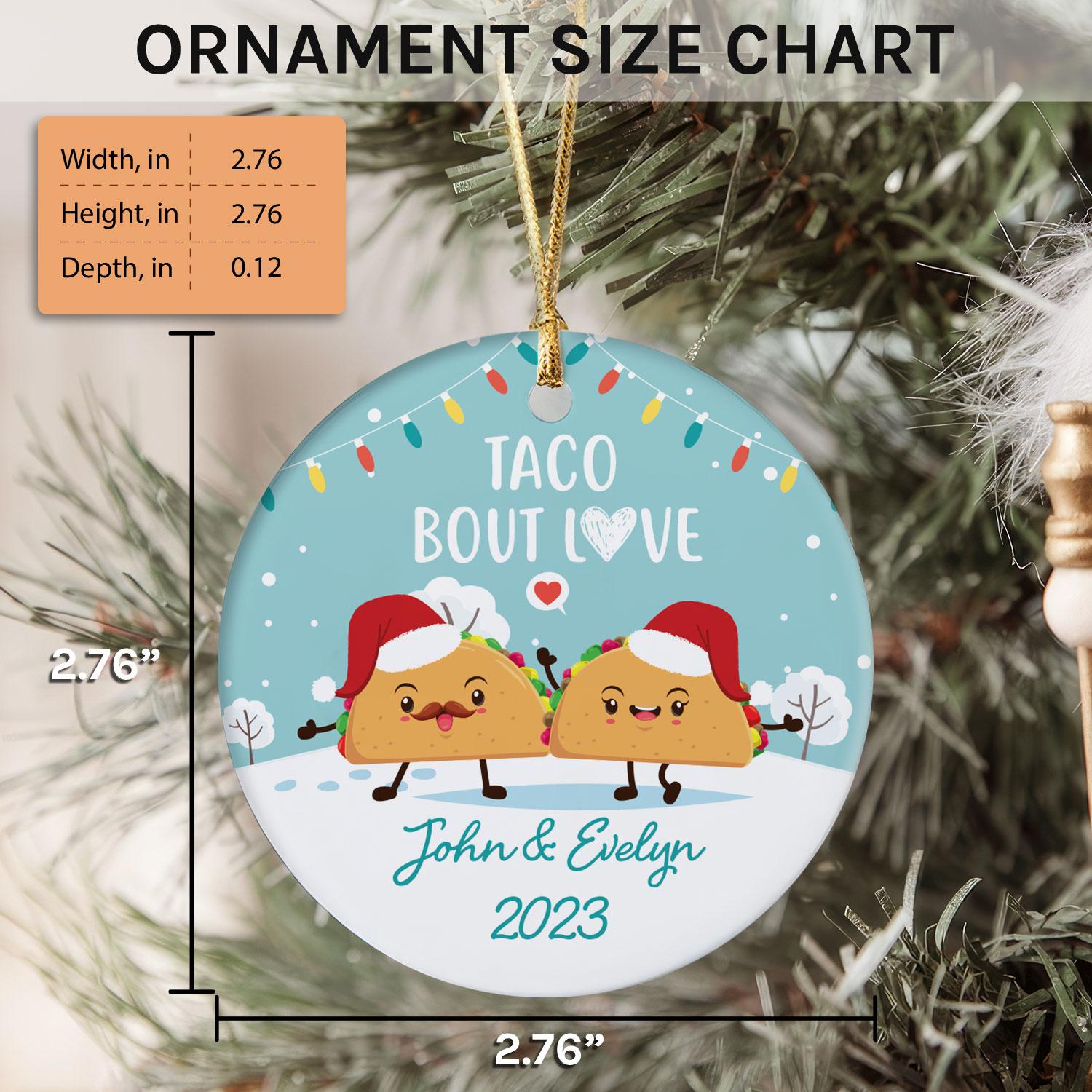 Taco Bout Love - Personalized Christmas gift For Husband or Wife - Custom Circle Ceramic Ornament - Elizabeth Fashions