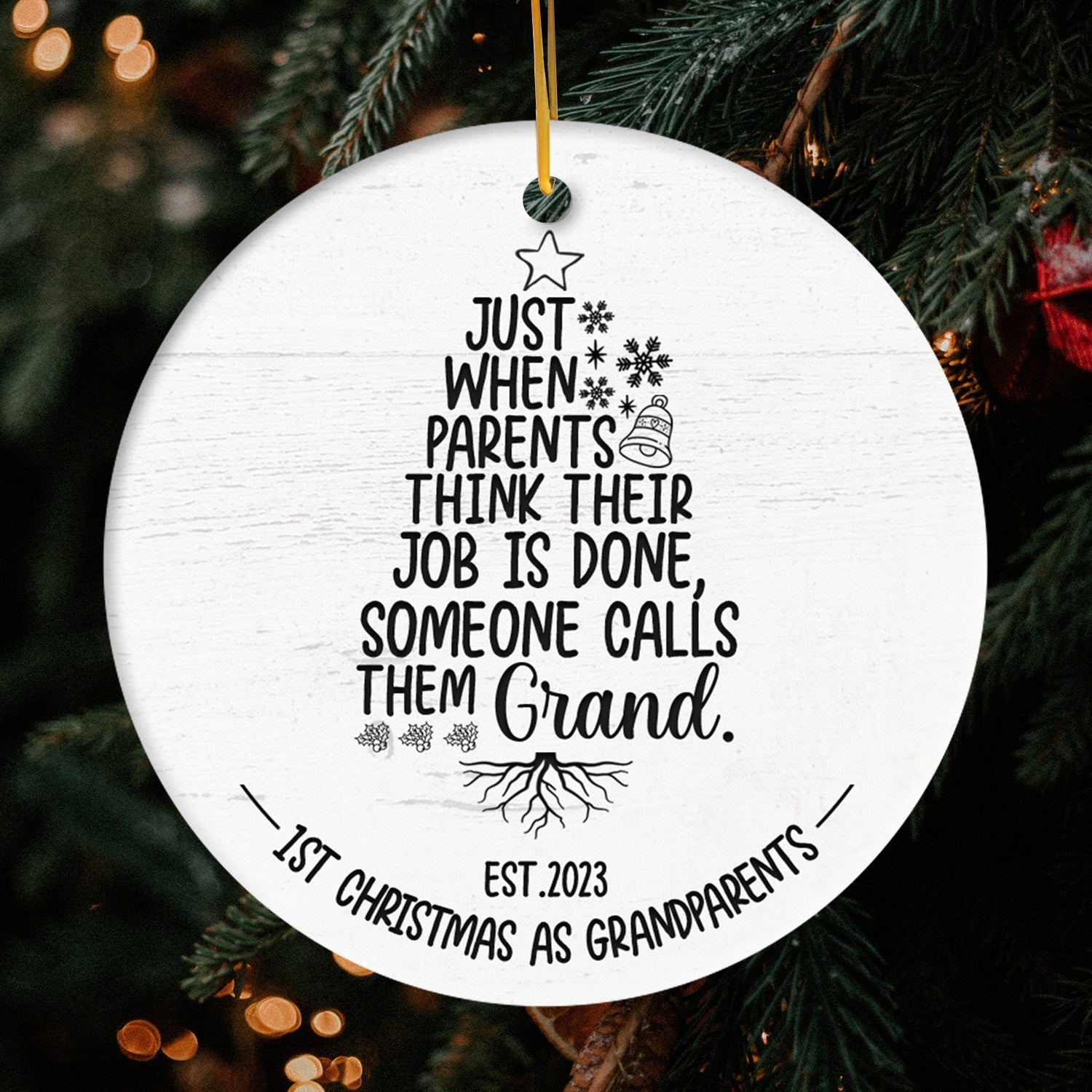 Someone Calls Them Grand - Personalized Christmas gift For Grandparents - Custom Circle Ceramic Ornament - Elizabeth Fashions