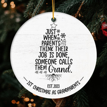 Someone Calls Them Grand - Personalized Christmas gift For Grandparents - Custom Circle Ceramic Ornament - Elizabeth Fashions