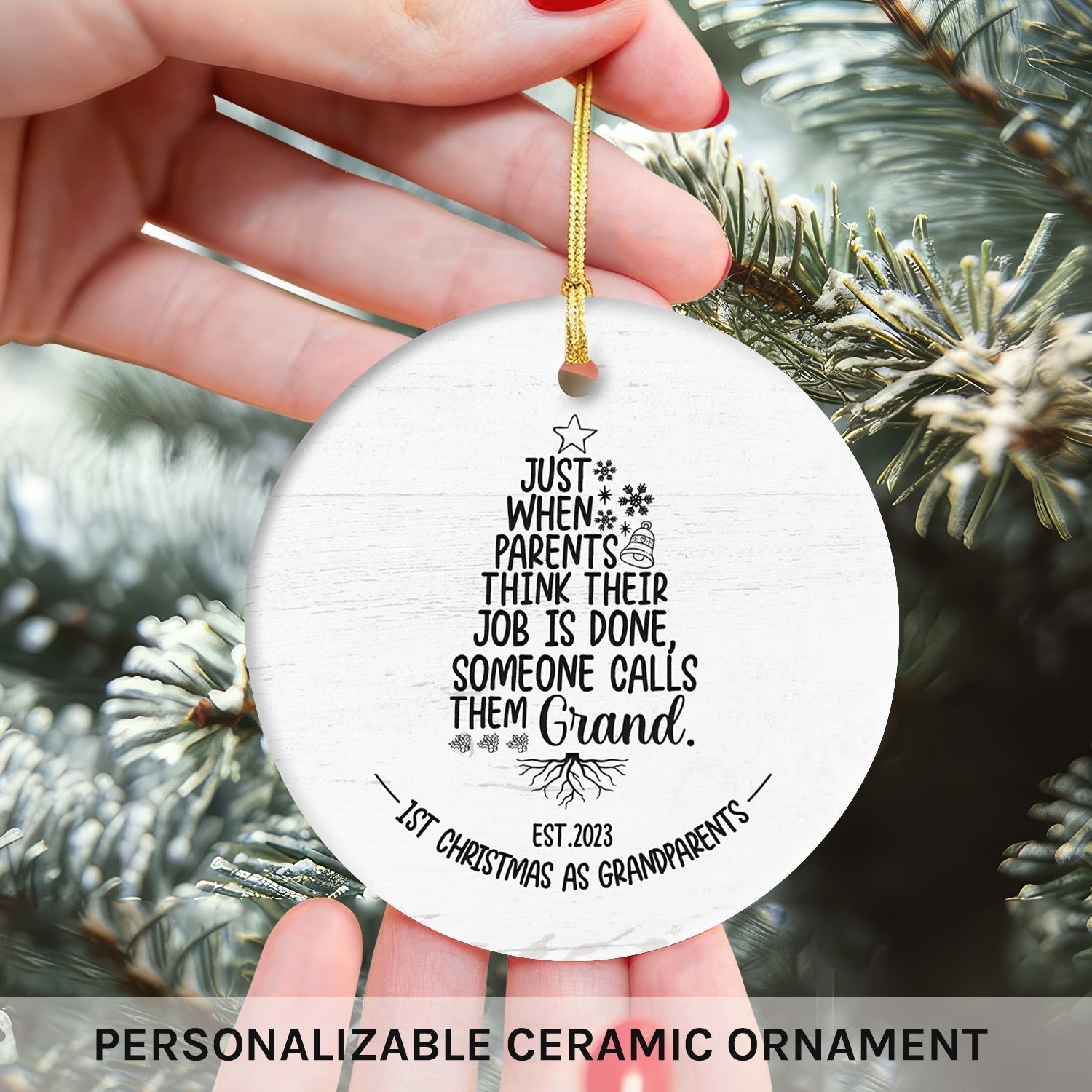 Someone Calls Them Grand - Personalized Christmas gift For Grandparents - Custom Circle Ceramic Ornament - Elizabeth Fashions