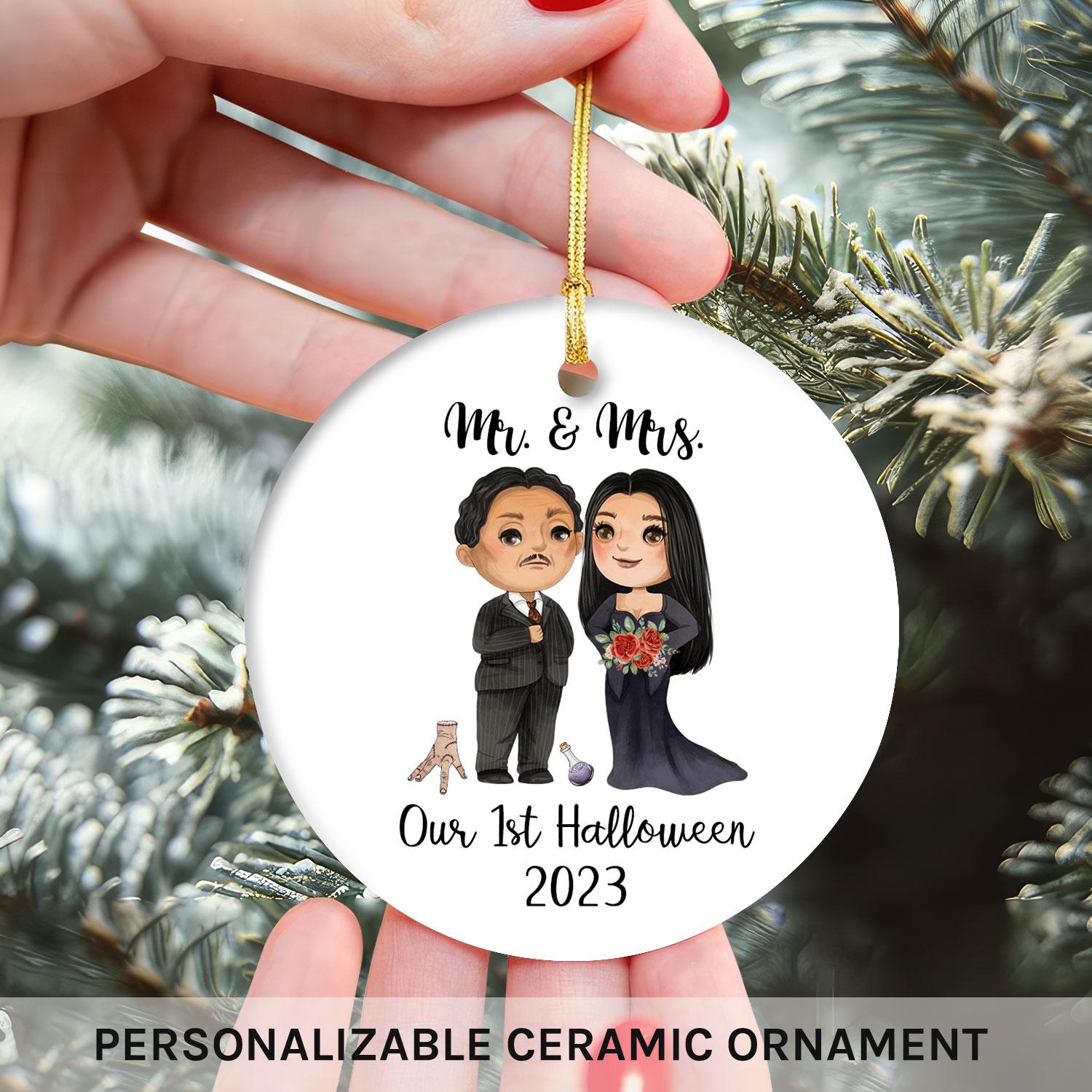 Our First Halloween - Personalized First Halloween gift for Husband or Wife - Custom Circle Ceramic Ornament - Elizabeth Fashions