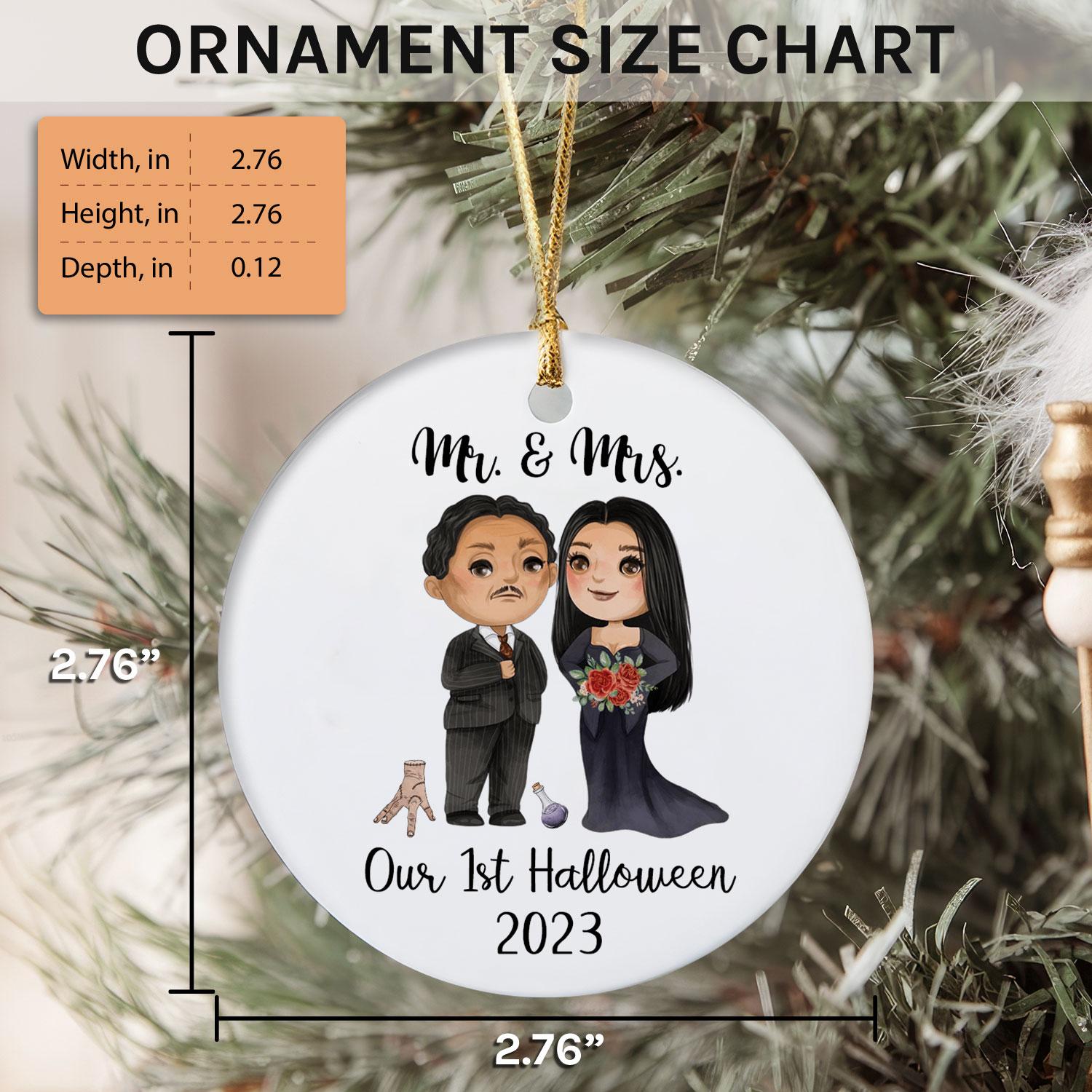 Our First Halloween - Personalized First Halloween gift for Husband or Wife - Custom Circle Ceramic Ornament - Elizabeth Fashions