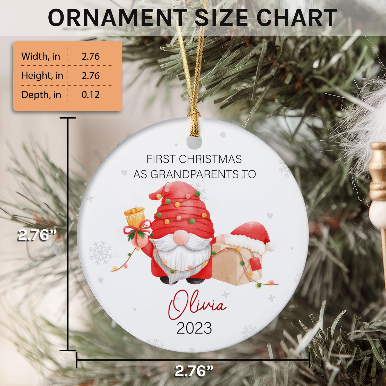 Red Santa First Christmas As Grandparents - Personalized First Christmas gift for Grandparents - Custom Circle Ceramic Ornament - Elizabeth Fashions