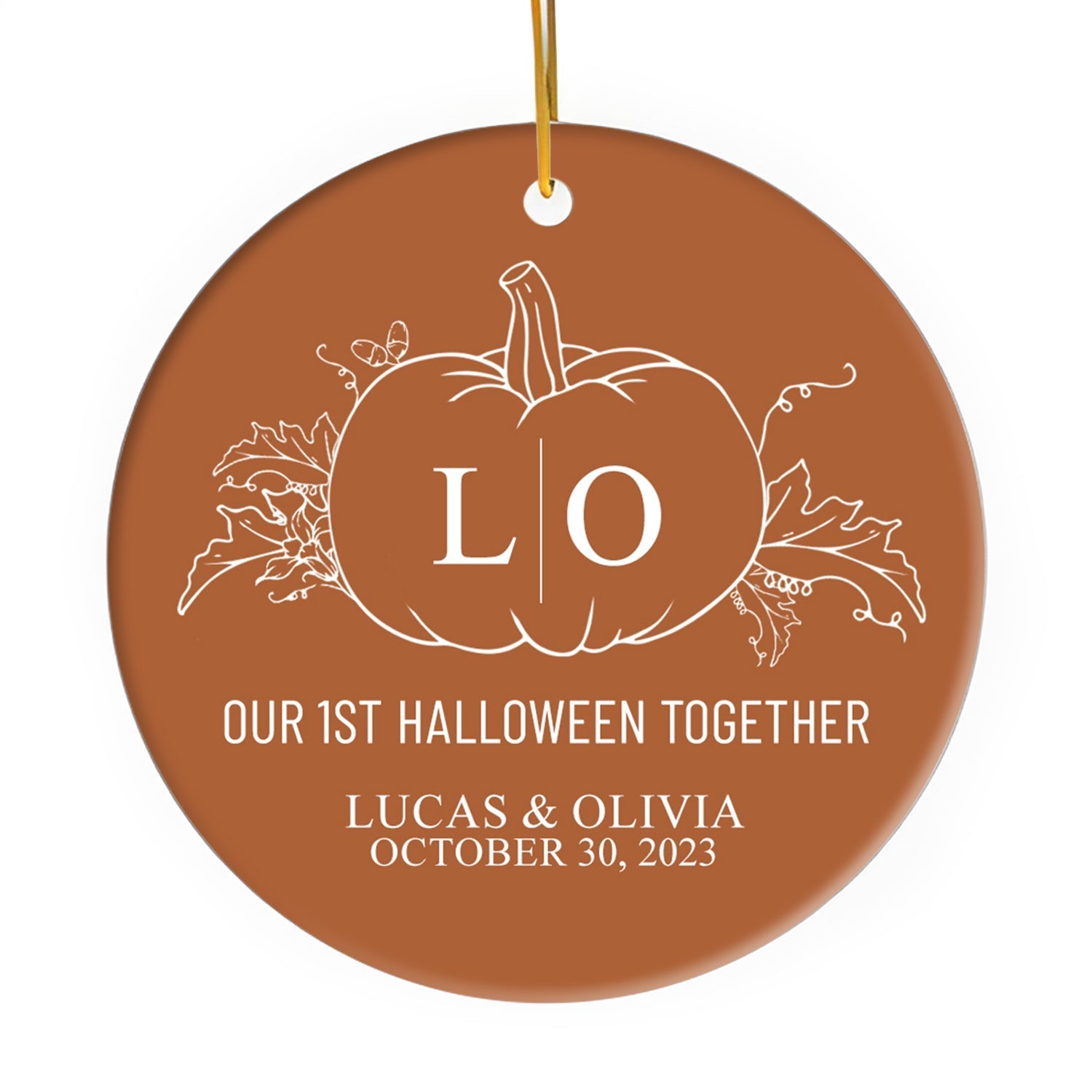 First Halloween Together - Personalized Halloween gift for Husband or Wife - Custom Circle Ceramic Ornament - Elizabeth Fashions
