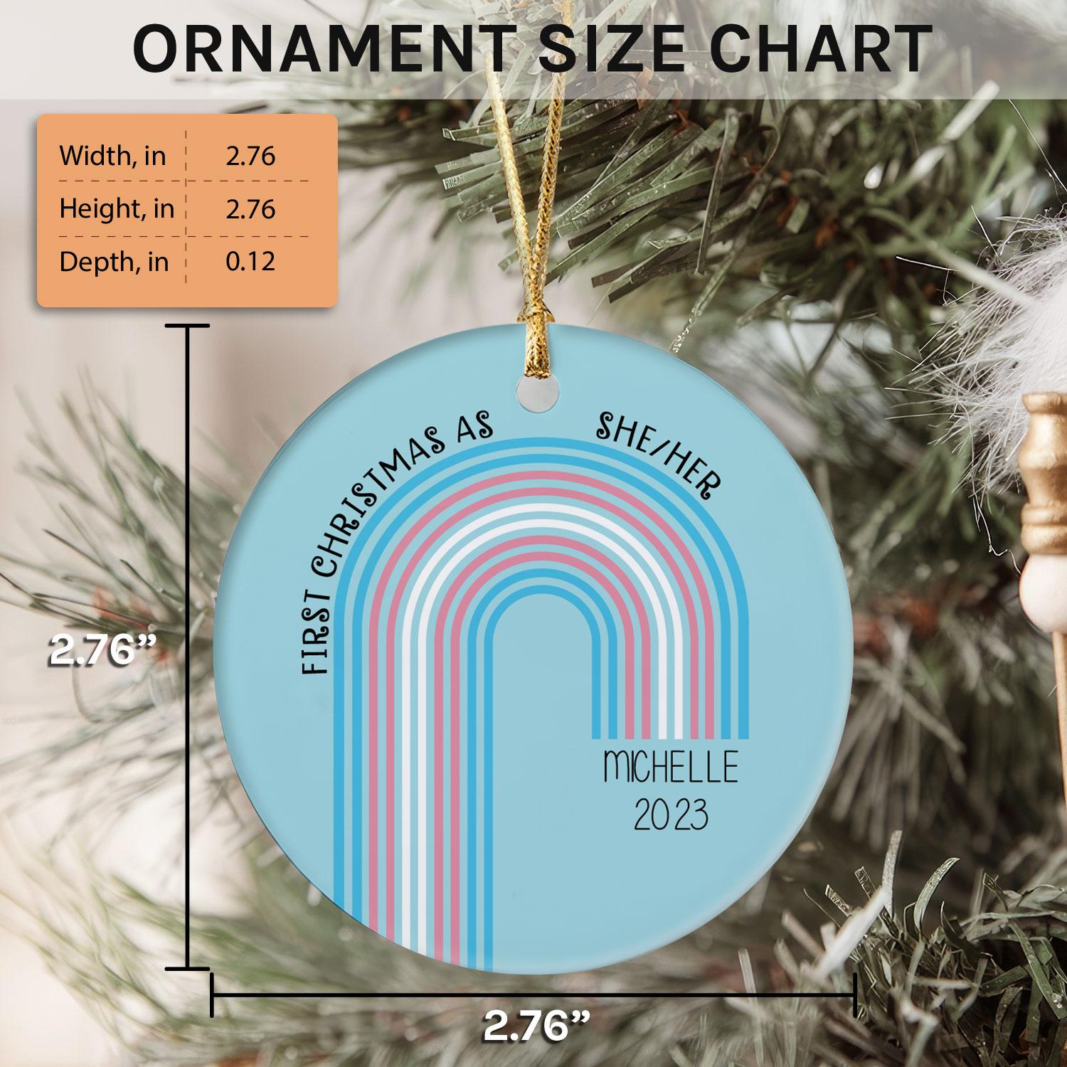 Transgender First Christmas - Personalized First Christmas gift for Transgender - Custom Circle Ceramic Ornament - Elizabeth Fashions