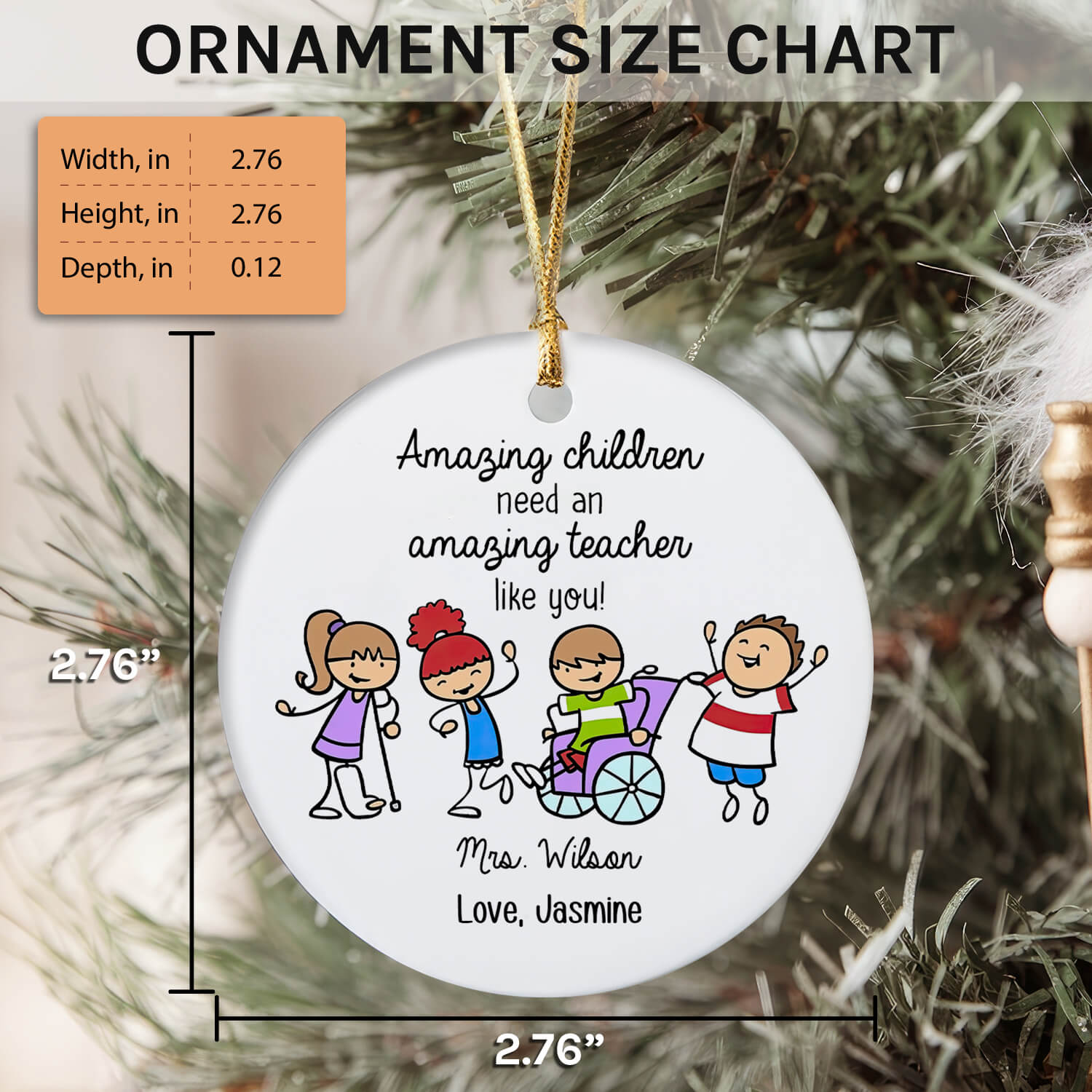 Amazing Children Needs An Amazing Teacher - Personalized Teacher's Day, Birthday or Christmas gift For Special Education Teacher - Custom Circle Ceramic Ornament - Elizabeth Fashions