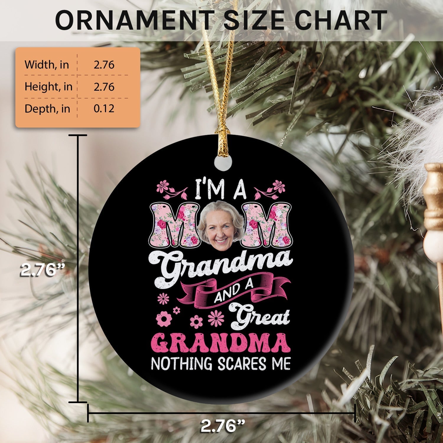 I'm A Mom, Grandma And A Great Grandma - Personalized Mother's Day, Birthday or Christmas gift For Great Grandma - Custom Circle Ceramic Ornament - Elizabeth Fashions