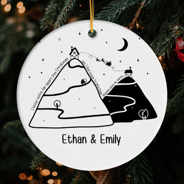 We're Far Apart This Christmas - Personalized Christmas gift For Long Distance Boyfriend or Girlfriend - Custom Circle Ceramic Ornament - Elizabeth Fashions