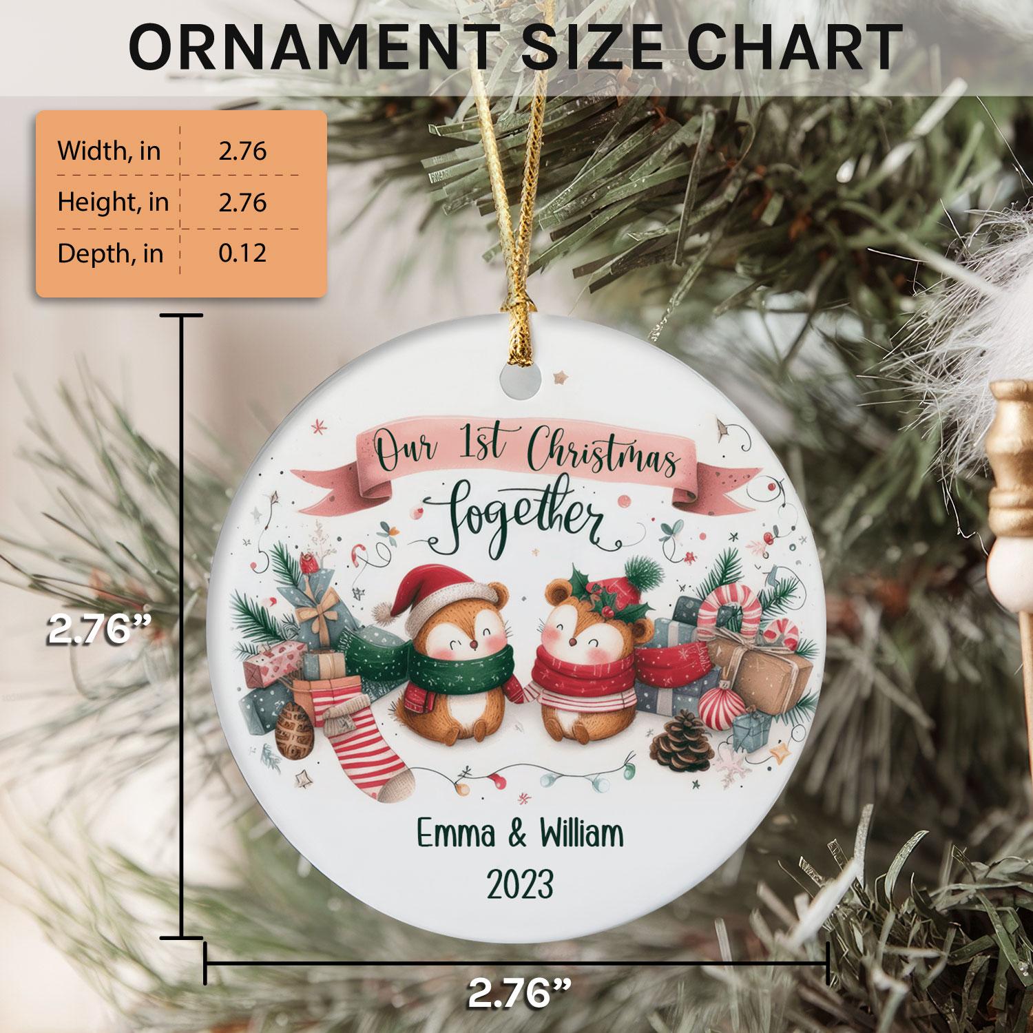 Our 1st Christmas Together - Personalized First Christmas gift For Husband or Wife - Custom Circle Ceramic Ornament - Elizabeth Fashions