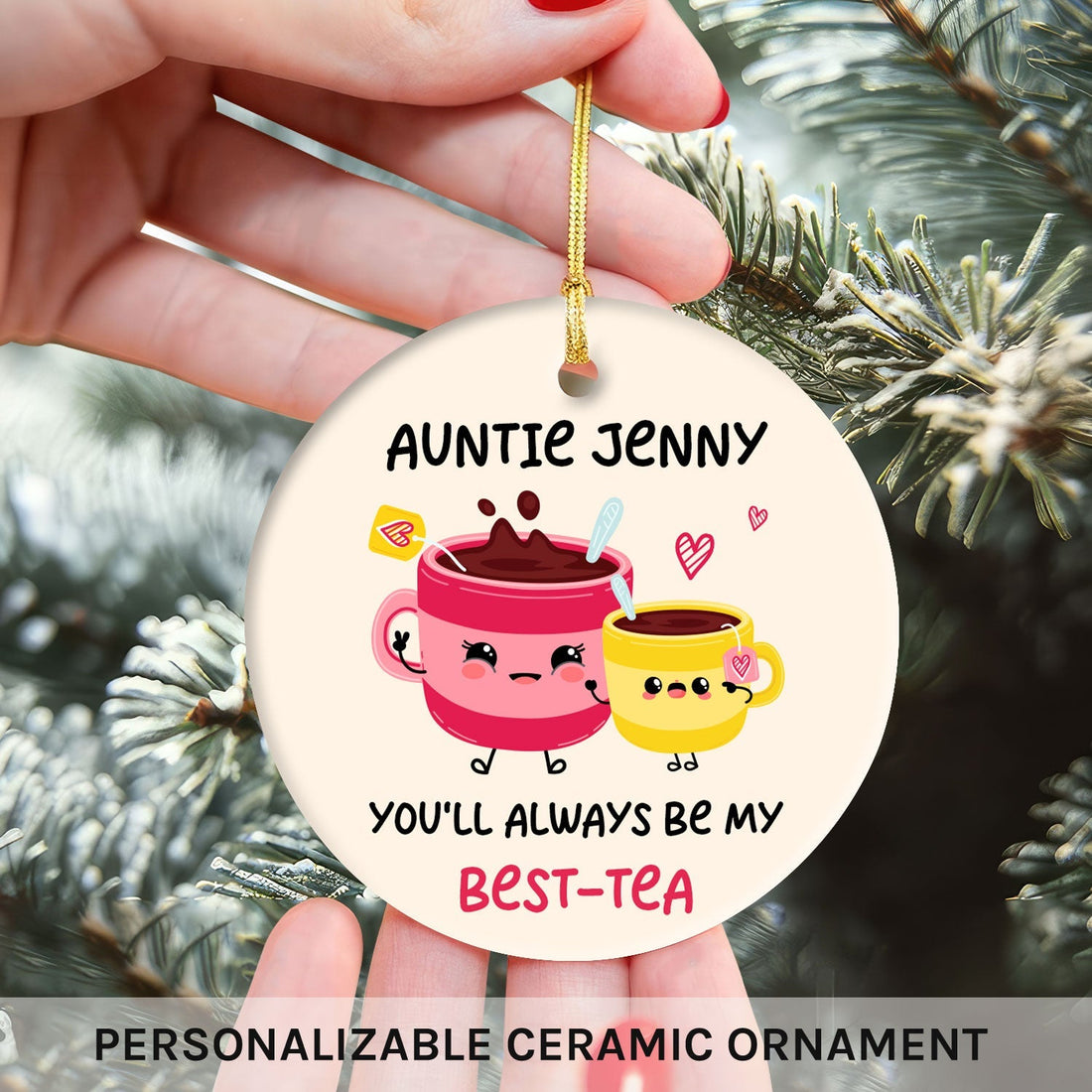 You'll Always Be My Bestie - Personalized Birthday or Christmas gift For Aunt - Custom Circle Ceramic Ornament - Elizabeth Fashions