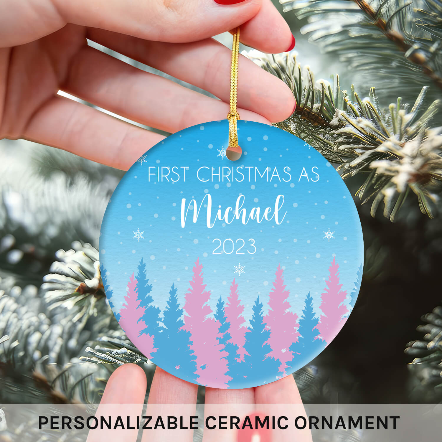 Transgender First Christmas As - Personalized First Christmas gift For Transgender - Custom Circle Ceramic Ornament - Elizabeth Fashions