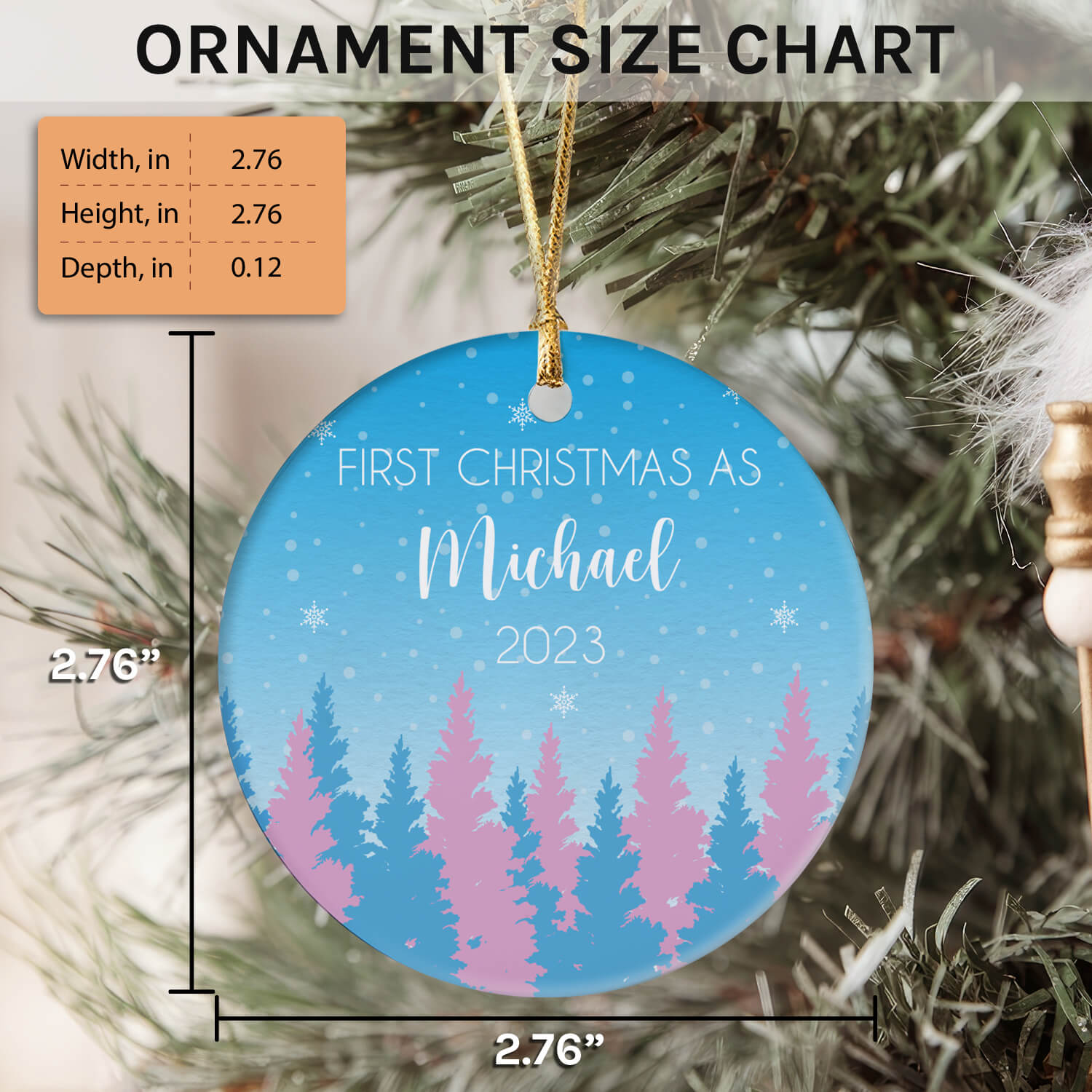 Transgender First Christmas As - Personalized First Christmas gift For Transgender - Custom Circle Ceramic Ornament - Elizabeth Fashions