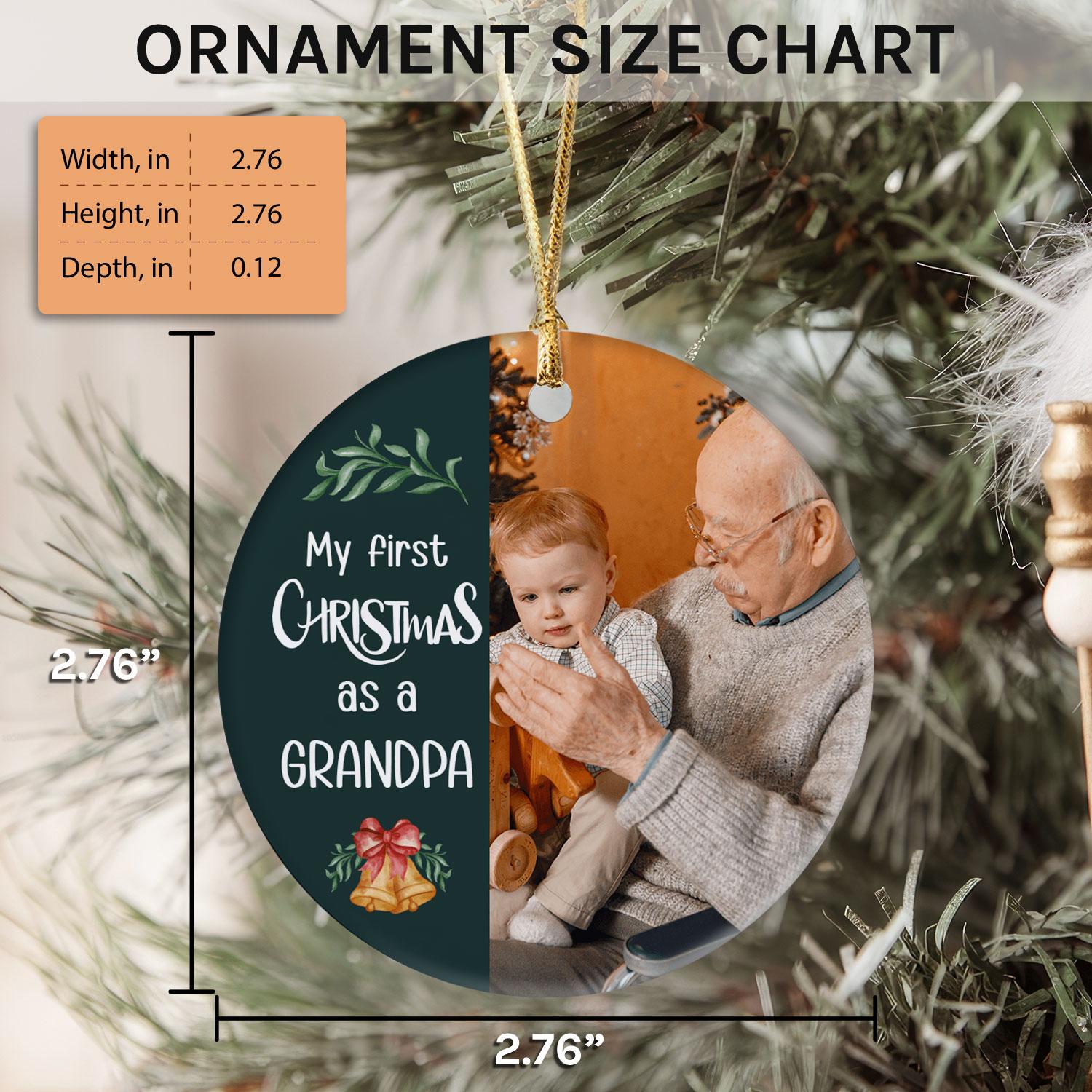 My First Christmas as a Grandpa - Personalized First Christmas gift For Grandpa - Custom Circle Ceramic Ornament - Elizabeth Fashions