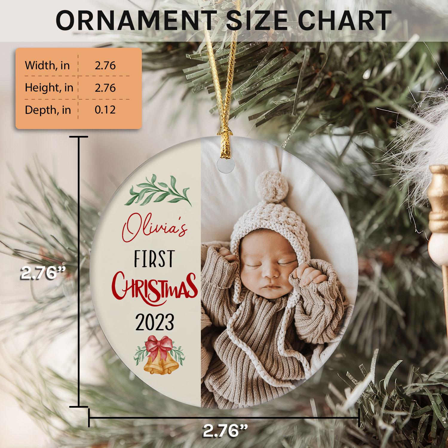 My First Christmas - Personalized First Christmas gift For Baby - Custom Circle Ceramic Ornament - Elizabeth Fashions