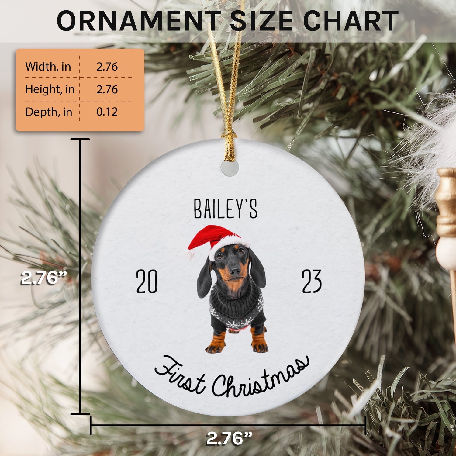 First Christmas - Personalized First Christmas gift For Baby or Pet Lovers - Custom Circle Ceramic Ornament - Elizabeth Fashions