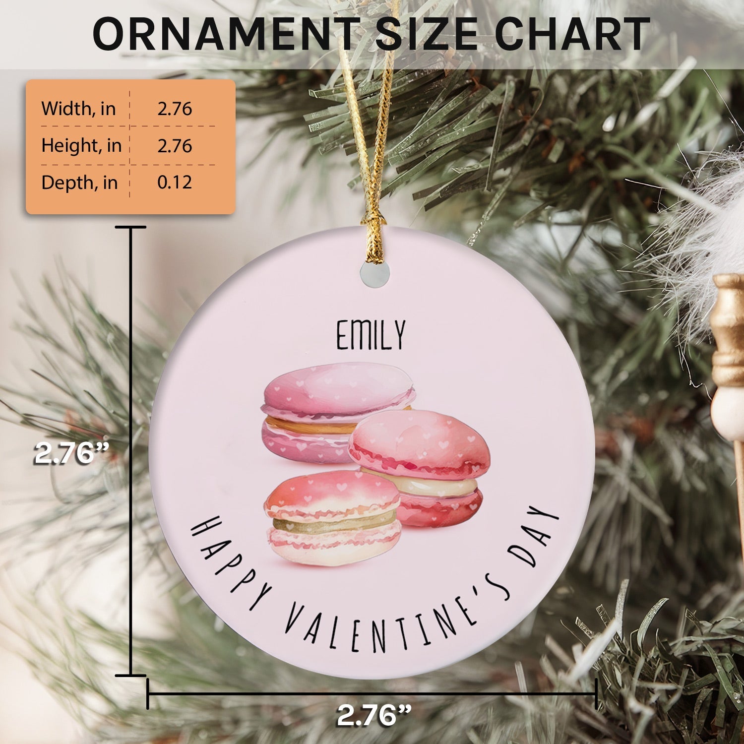 Happy Valentine's Day - Personalized Valentine's Day gift For Him or Her - Custom Circle Ceramic Ornament - Elizabeth Fashions