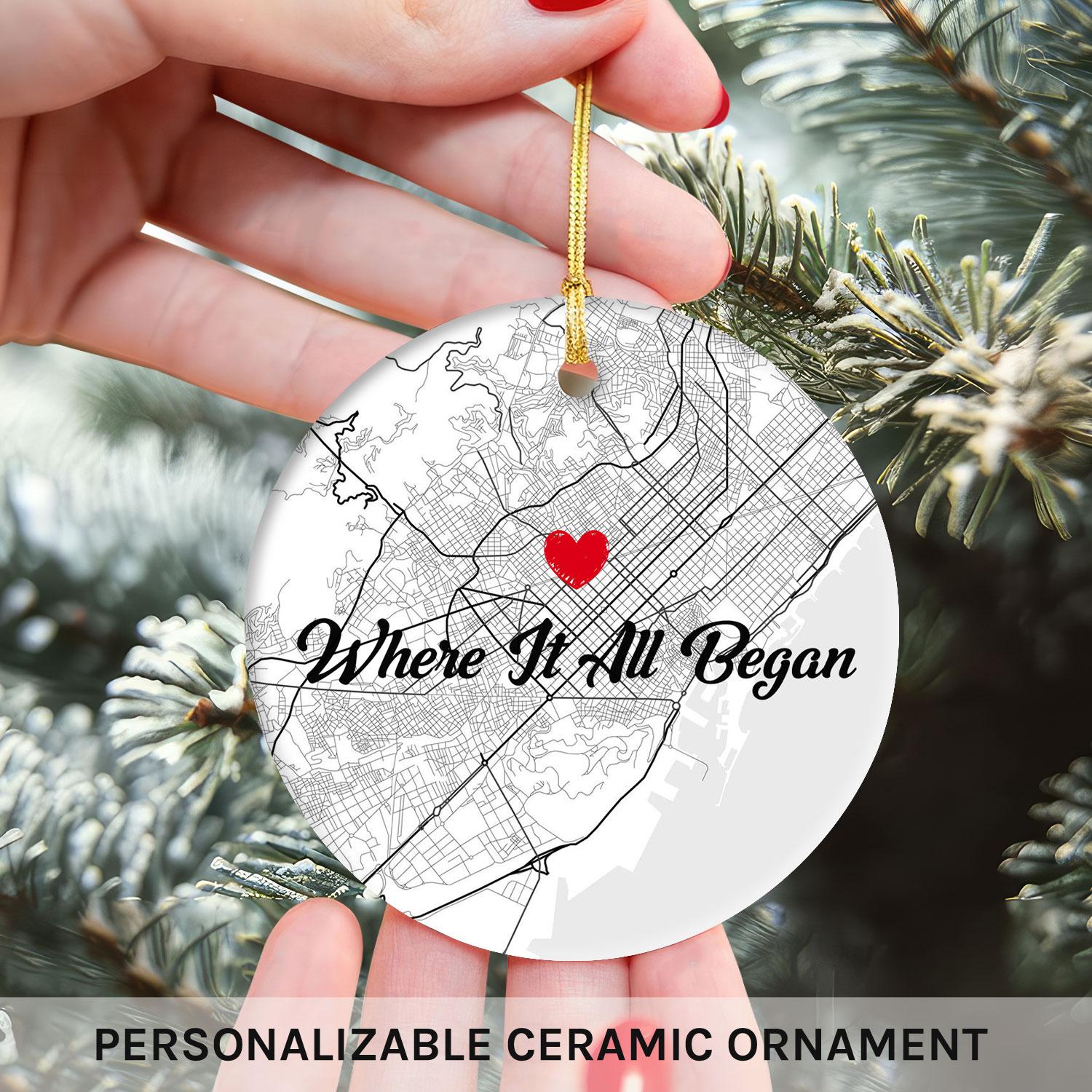Where It All Began Wall Art Retro - Personalized Anniversary or Valentine's Day gift for Husband or Wife - Custom Circle Ceramic Ornament - Elizabeth Fashions