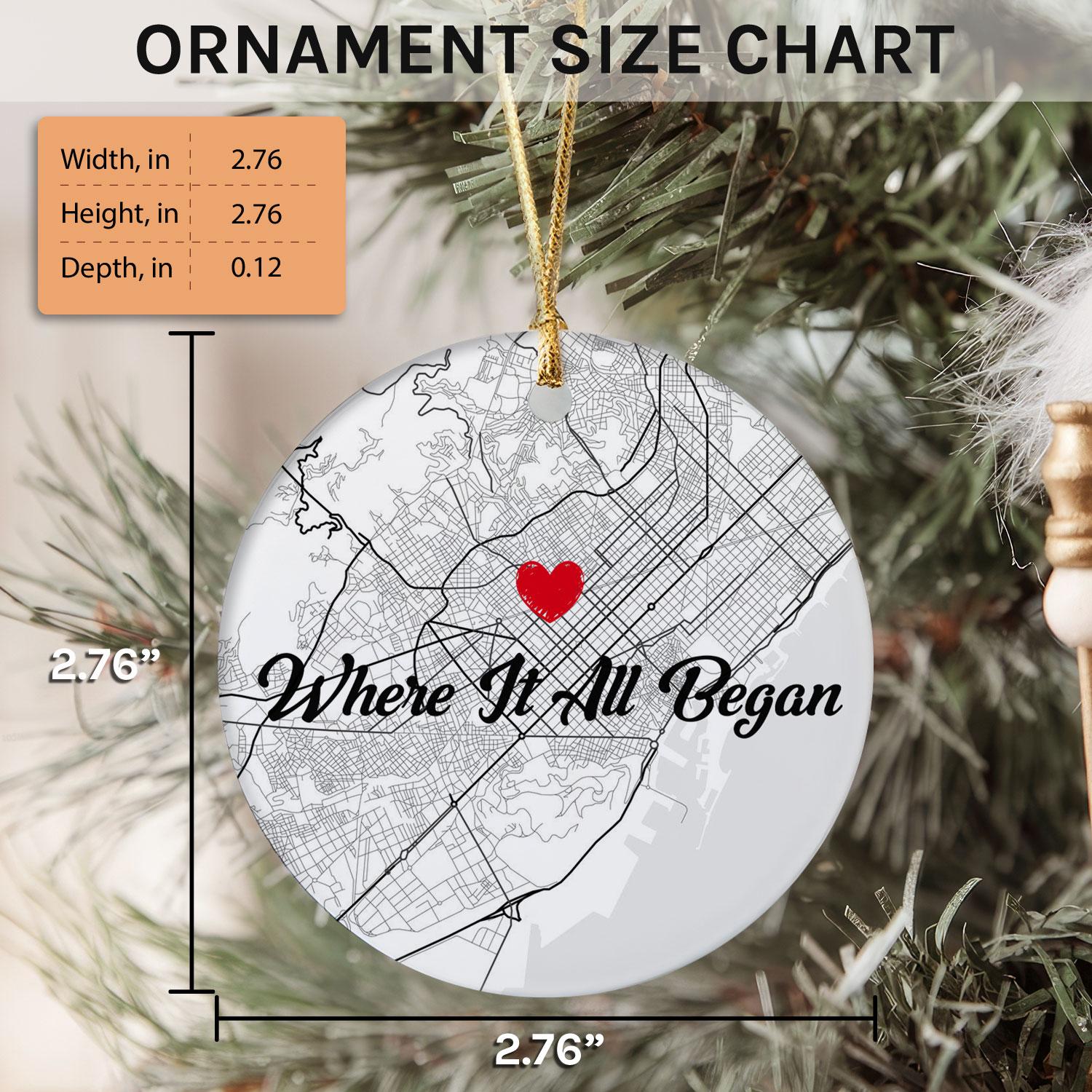 Where It All Began Wall Art Retro - Personalized Anniversary or Valentine's Day gift for Husband or Wife - Custom Circle Ceramic Ornament - Elizabeth Fashions