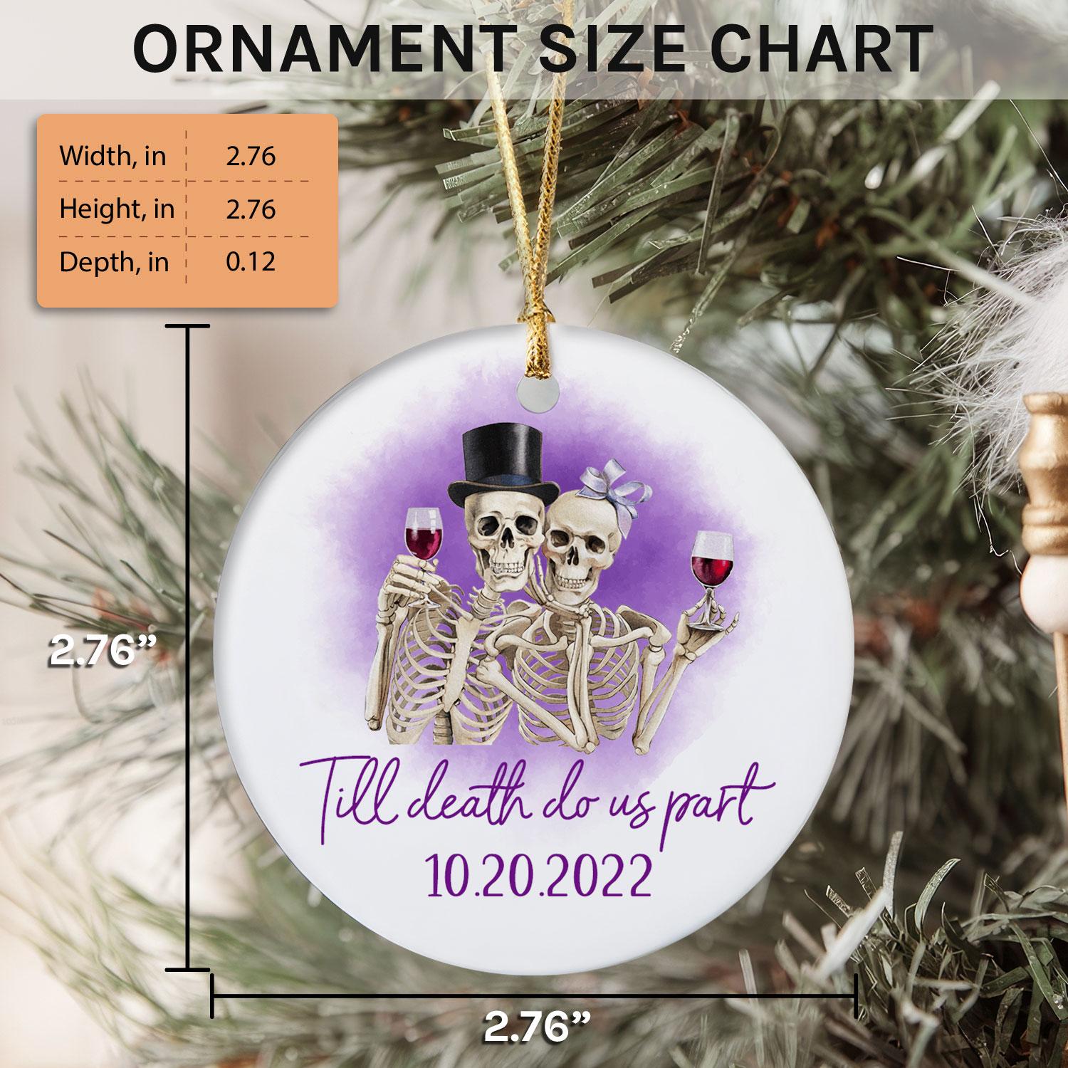 Til Death Do Us Part Skeleton Cheers - Personalized Anniversary or Halloween gift for Boyfriend or Girlfriend - Custom Circle Ceramic Ornament - Elizabeth Fashions