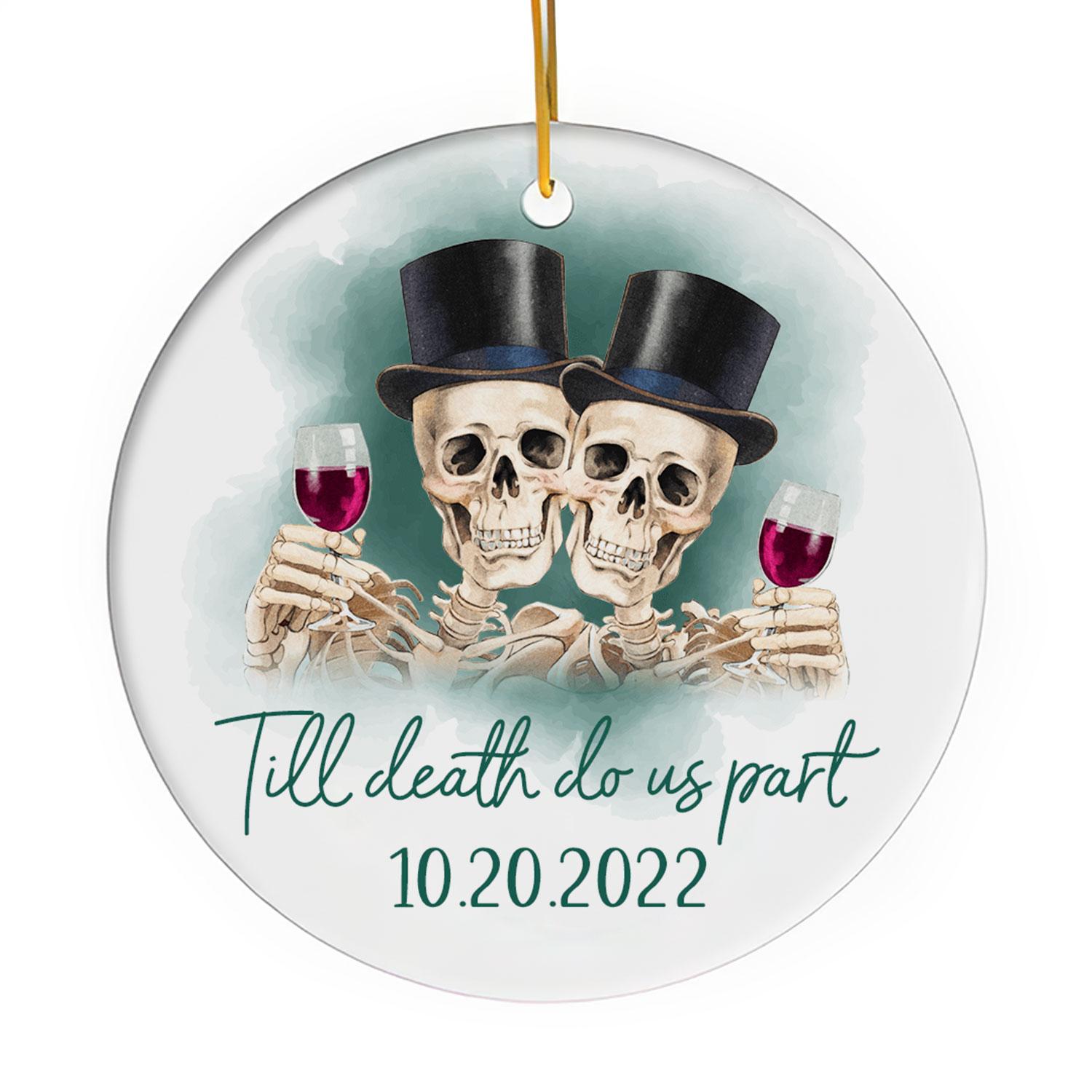 Til Death Do Us Part - Personalized Anniversary or Halloween gift for Gay Couple - Custom Circle Ceramic Ornament - Elizabeth Fashions