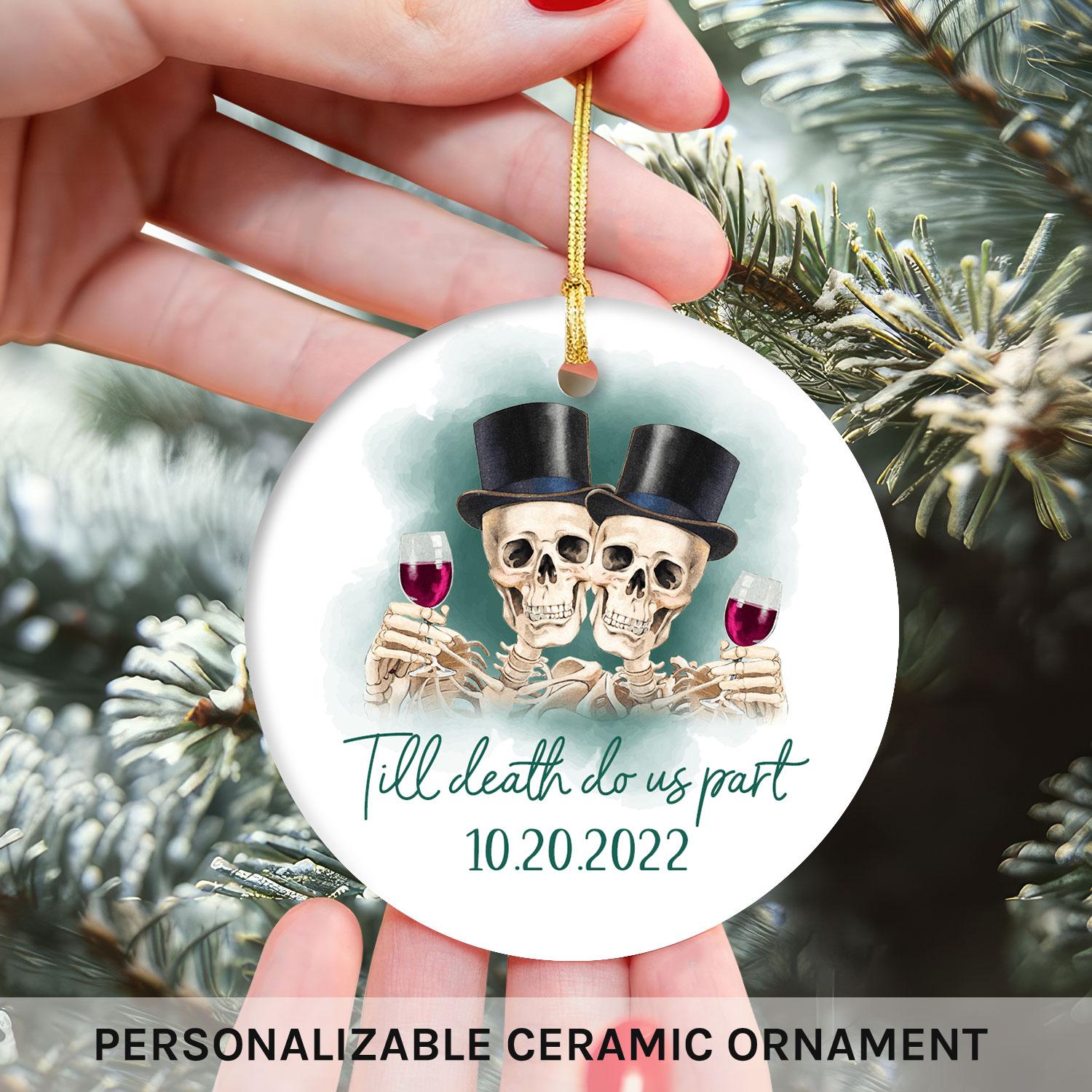 Til Death Do Us Part - Personalized Anniversary or Halloween gift for Gay Couple - Custom Circle Ceramic Ornament - Elizabeth Fashions