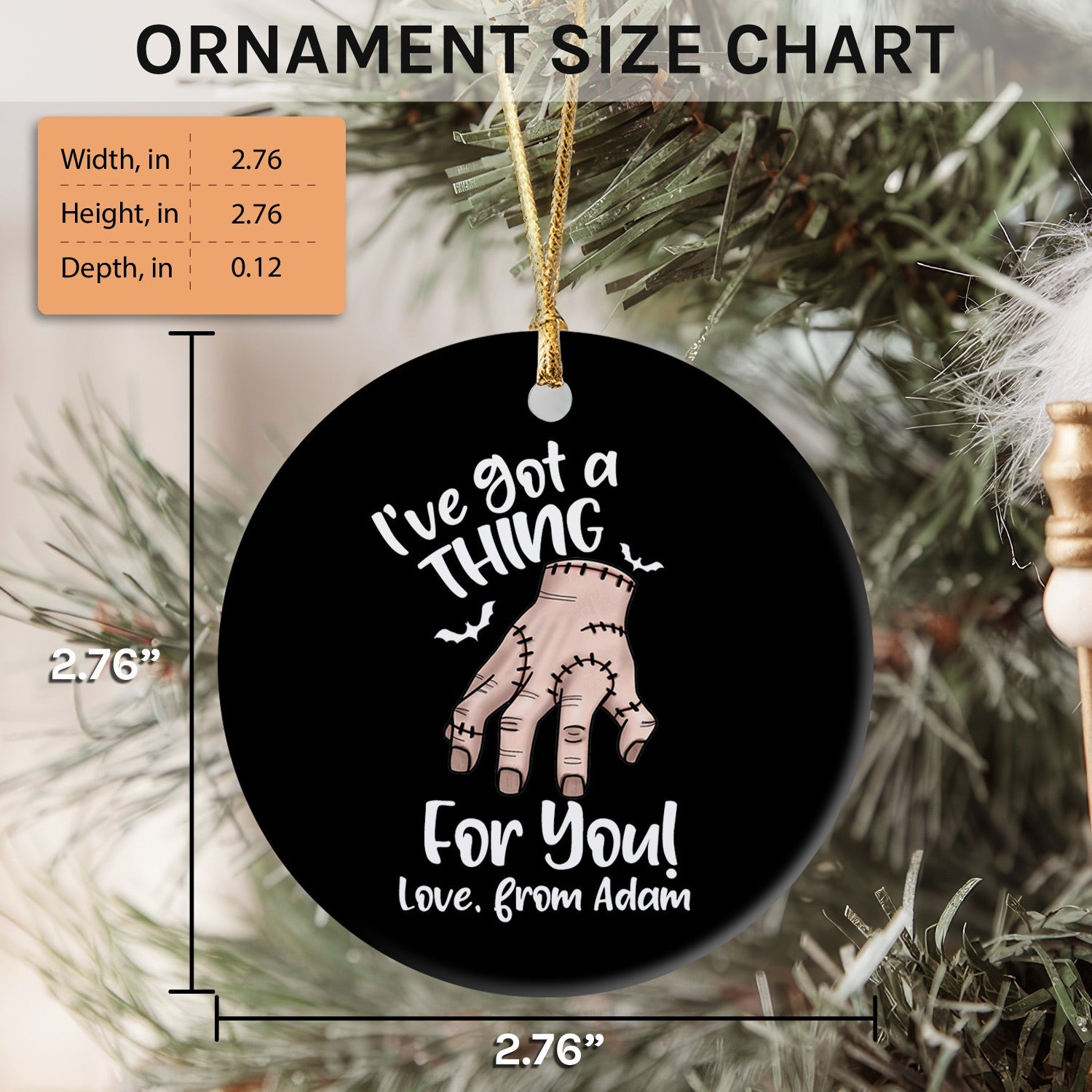 I've Got A Thing For You - Personalized Anniversary or Halloween gift for Boyfriend or Girlfriend - Custom Circle Ceramic Ornament - Elizabeth Fashions