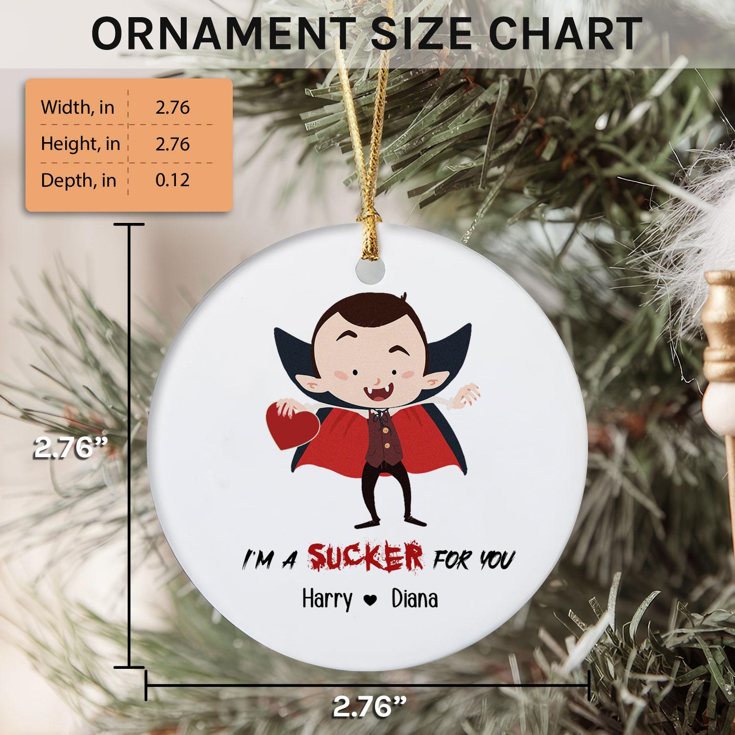 I'm A Sucker For You - Personalized Anniversary or Halloween gift for Boyfriend or Girlfriend - Custom Circle Ceramic Ornament - Elizabeth Fashions