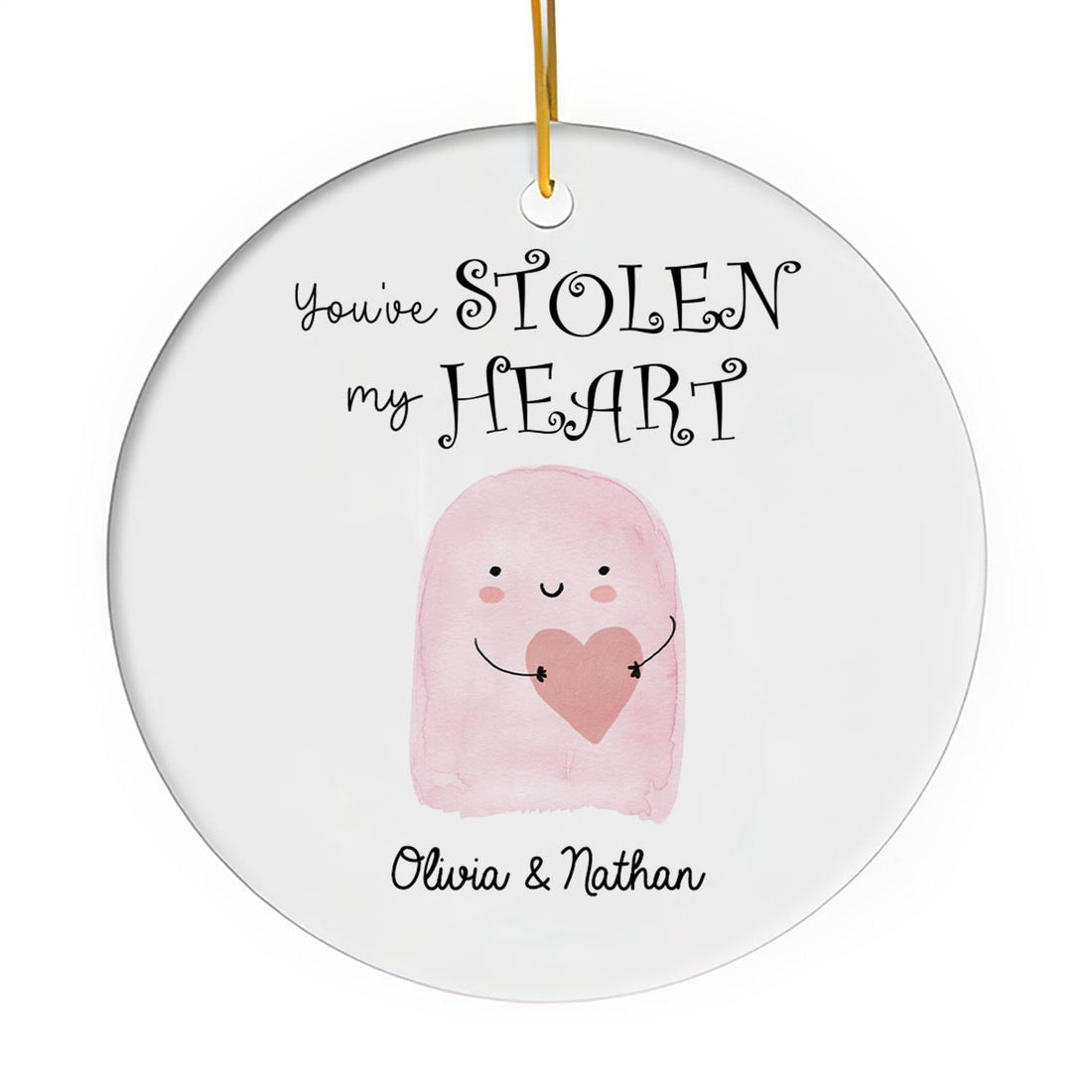 You've Stolen My Heart - Personalized Anniversary or Halloween gift for Boyfriend or Girlfriend - Custom Circle Ceramic Ornament - Elizabeth Fashions