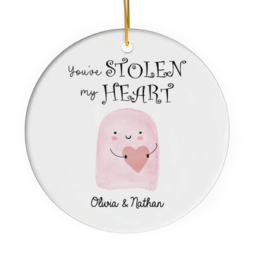 You've Stolen My Heart - Personalized Anniversary or Halloween gift for Boyfriend or Girlfriend - Custom Circle Ceramic Ornament - Elizabeth Fashions