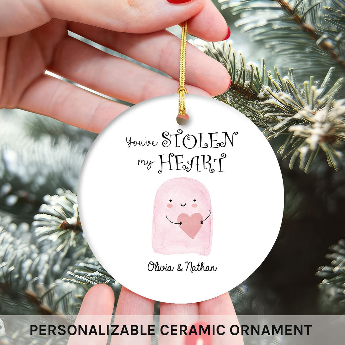 You've Stolen My Heart - Personalized Anniversary or Halloween gift for Boyfriend or Girlfriend - Custom Circle Ceramic Ornament - Elizabeth Fashions