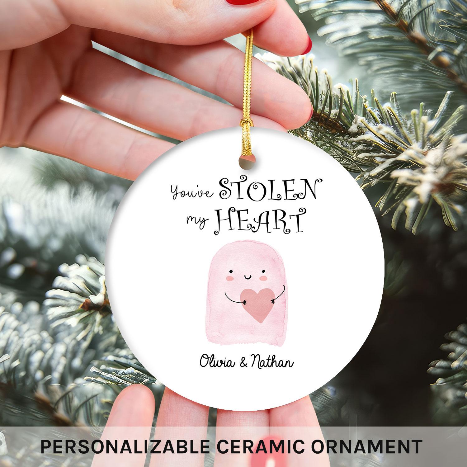 You've Stolen My Heart - Personalized Anniversary or Halloween gift for Boyfriend or Girlfriend - Custom Circle Ceramic Ornament - Elizabeth Fashions