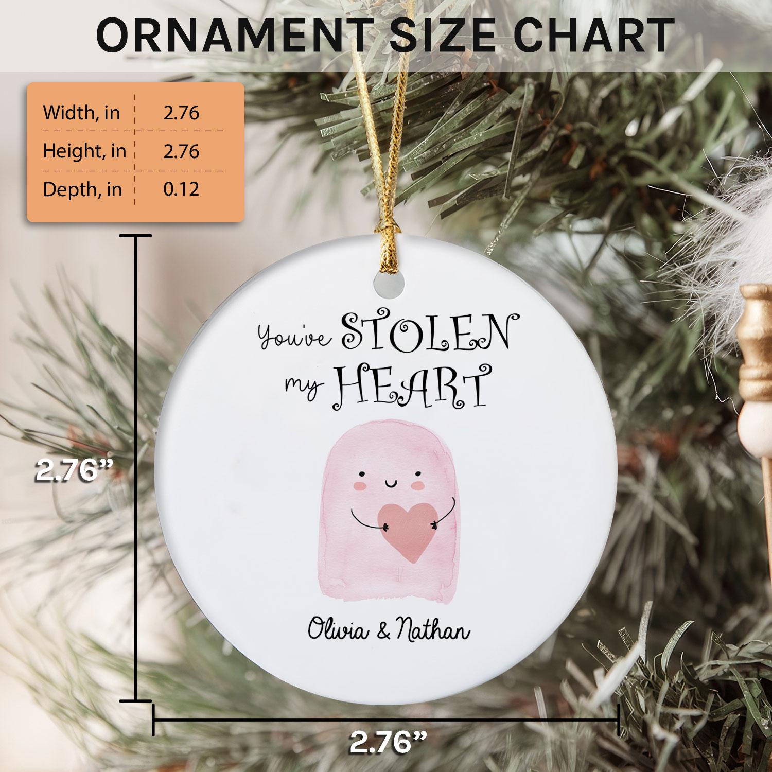 You've Stolen My Heart - Personalized Anniversary or Halloween gift for Boyfriend or Girlfriend - Custom Circle Ceramic Ornament - Elizabeth Fashions