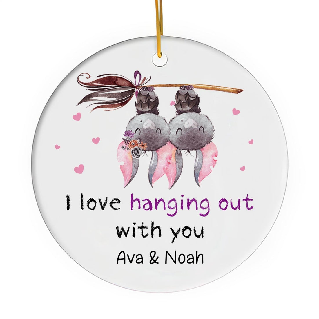 I Love Hanging Out With You - Personalized Anniversary or Halloween gift for Boyfriend or Girlfriend - Custom Circle Ceramic Ornament - Elizabeth Fashions