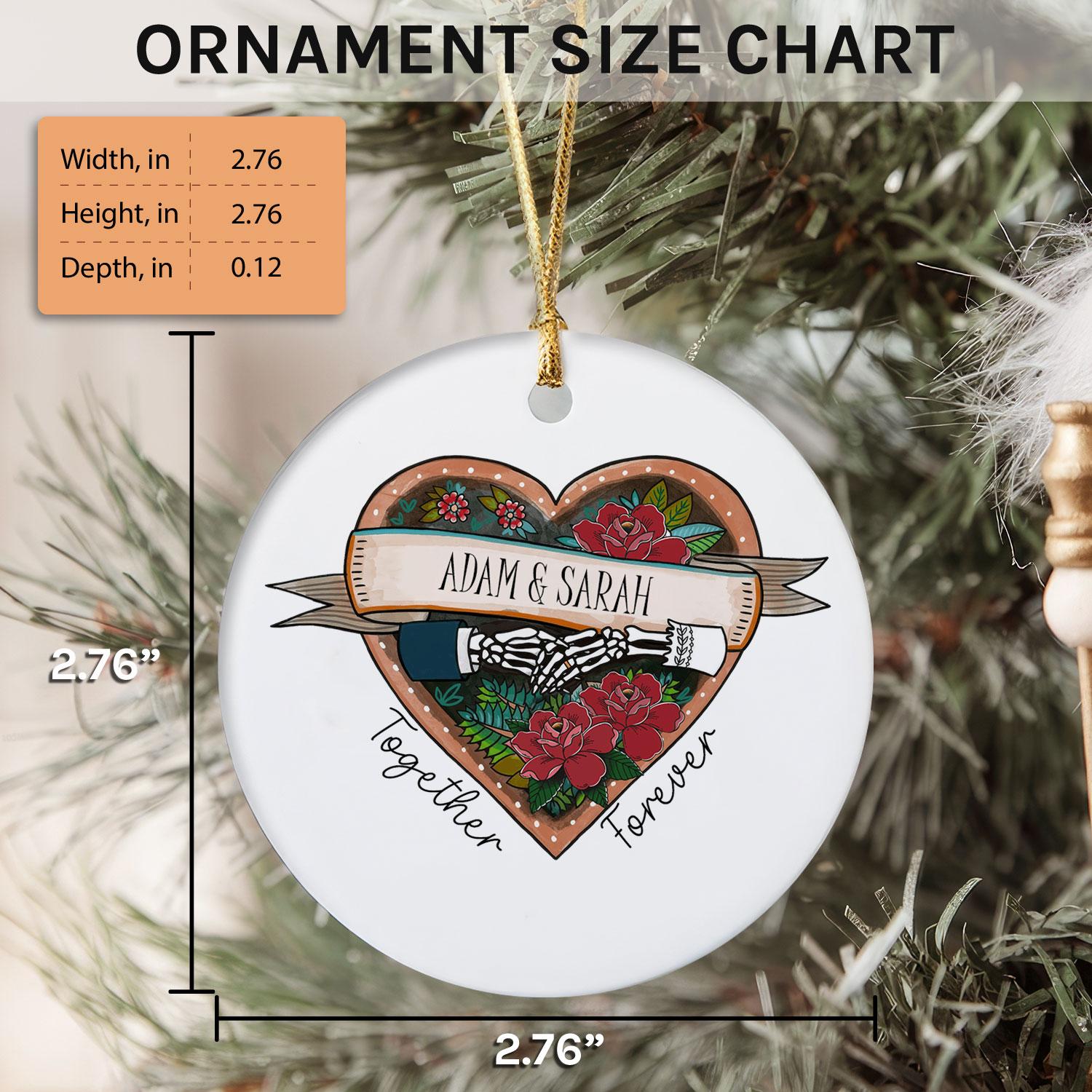 Together Forever - Personalized Anniversary or Halloween gift for Husband or Wife - Custom Circle Ceramic Ornament - Elizabeth Fashions