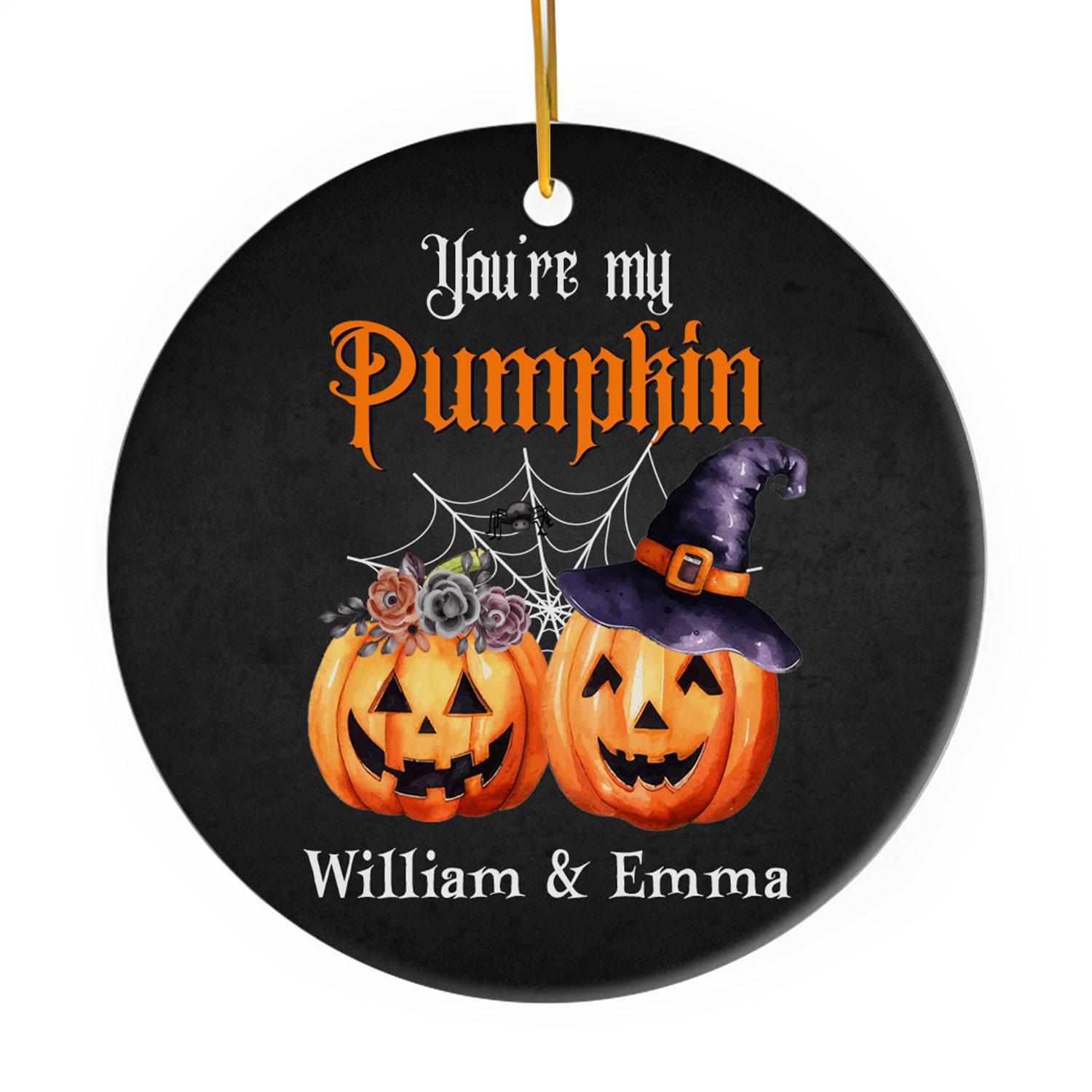 You're My Pumpkin - Personalized Anniversary or Halloween gift for Boyfriend or Girlfriend - Custom Circle Ceramic Ornament - Elizabeth Fashions