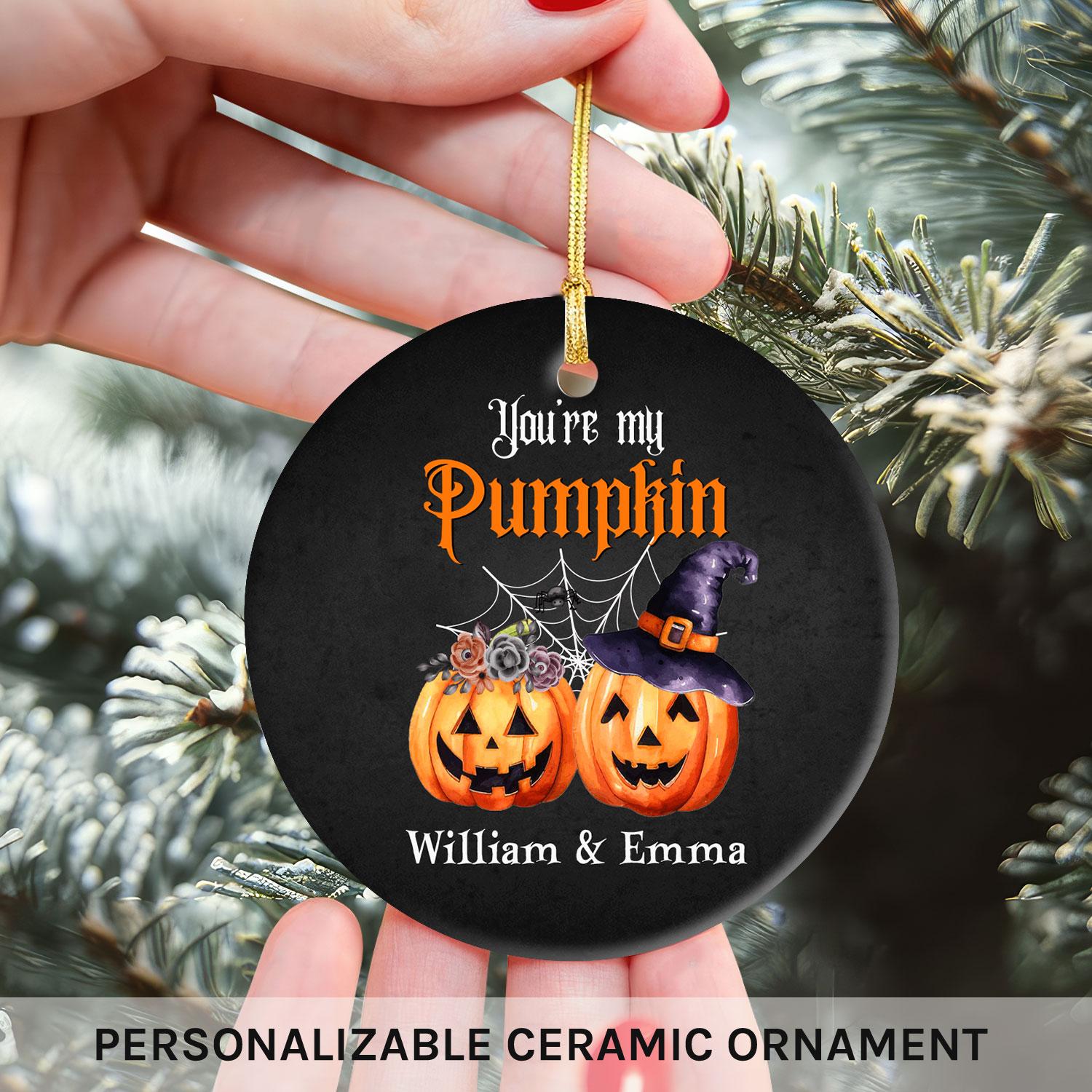 You're My Pumpkin - Personalized Anniversary or Halloween gift for Boyfriend or Girlfriend - Custom Circle Ceramic Ornament - Elizabeth Fashions