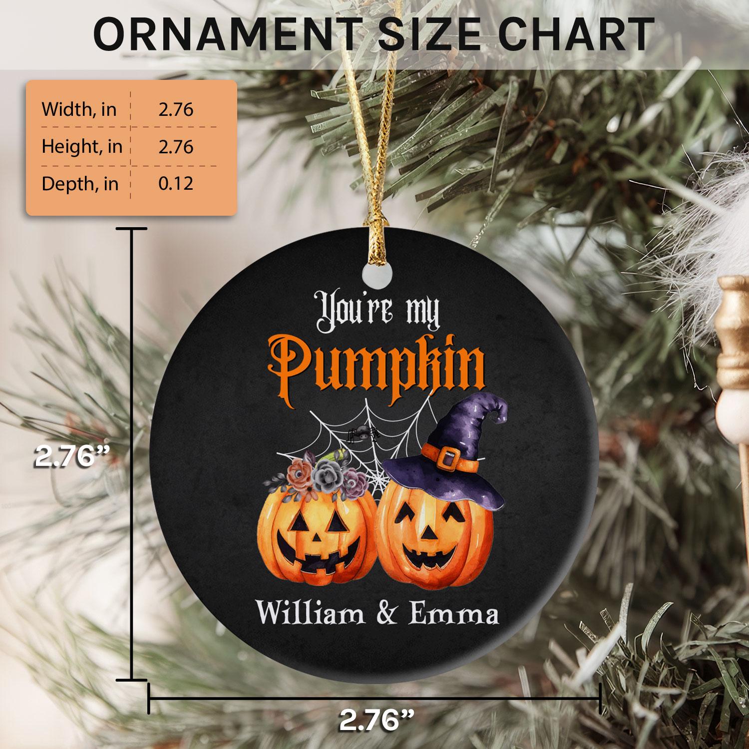 You're My Pumpkin - Personalized Anniversary or Halloween gift for Boyfriend or Girlfriend - Custom Circle Ceramic Ornament - Elizabeth Fashions