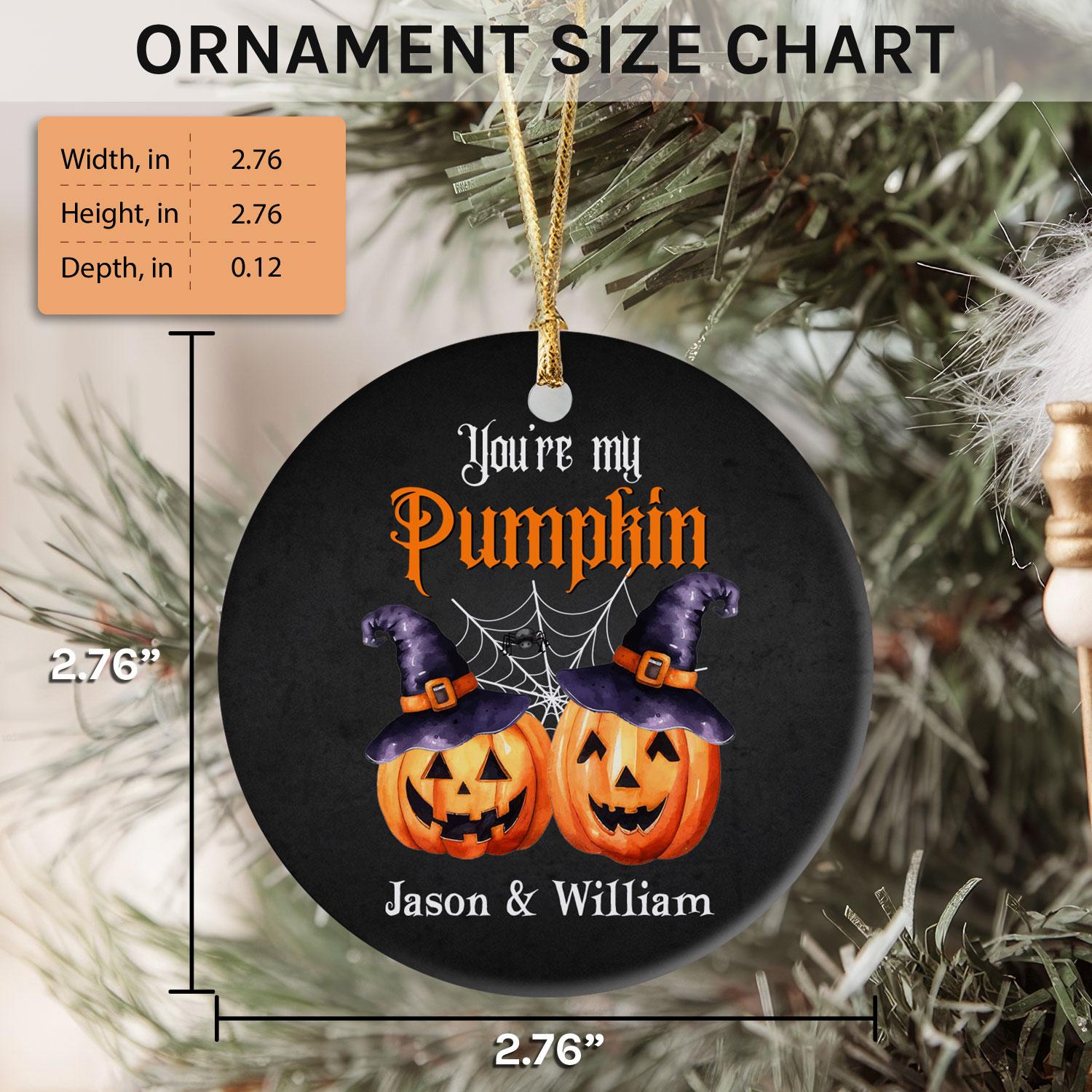 You're My Pumpkin - Personalized Anniversary or Halloween gift for Gay Couple - Custom Circle Ceramic Ornament - Elizabeth Fashions