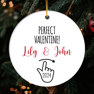 All Because We Both Swipe Right - Personalized Anniversary, Valentine's Day, Birthday or Christmas gift For Online Dating Couple - Custom Circle Ceramic Ornament - Elizabeth Fashions