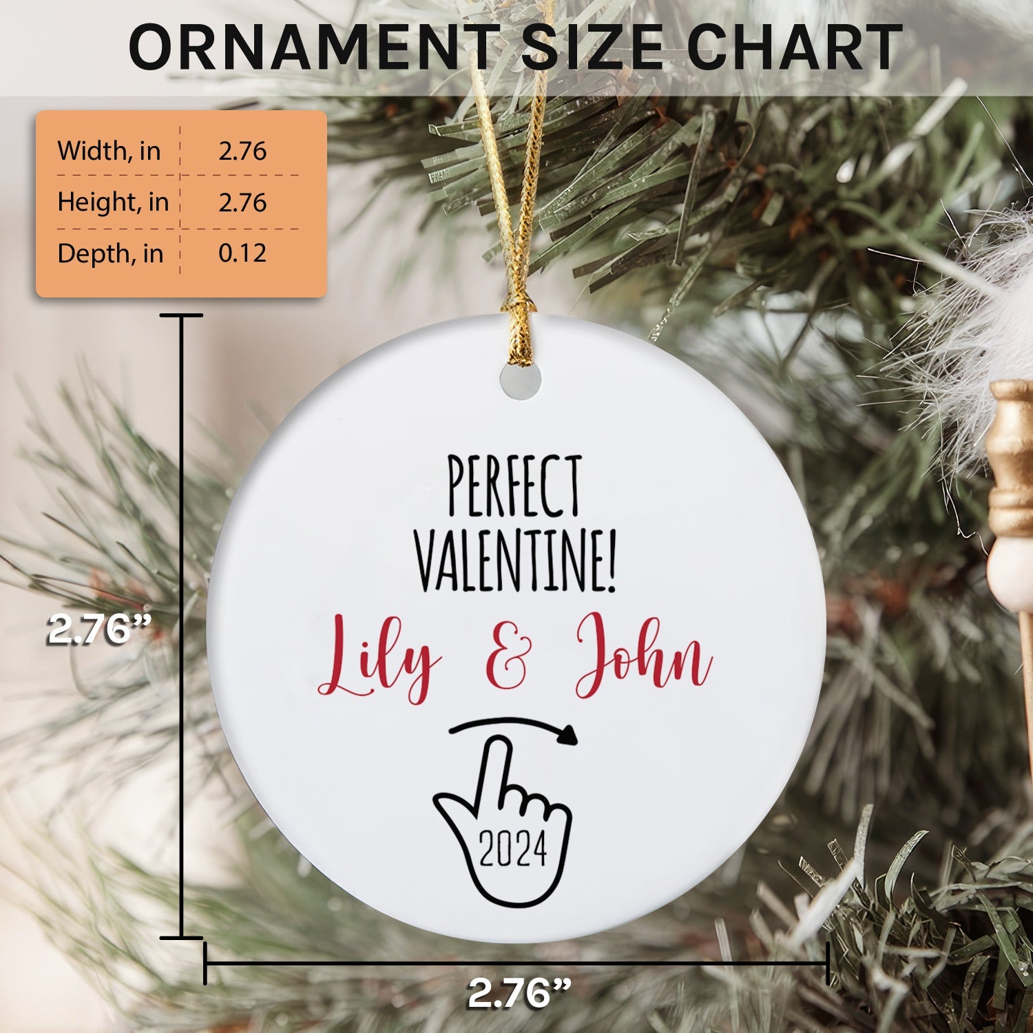 All Because We Both Swipe Right - Personalized Anniversary, Valentine's Day, Birthday or Christmas gift For Online Dating Couple - Custom Circle Ceramic Ornament - Elizabeth Fashions