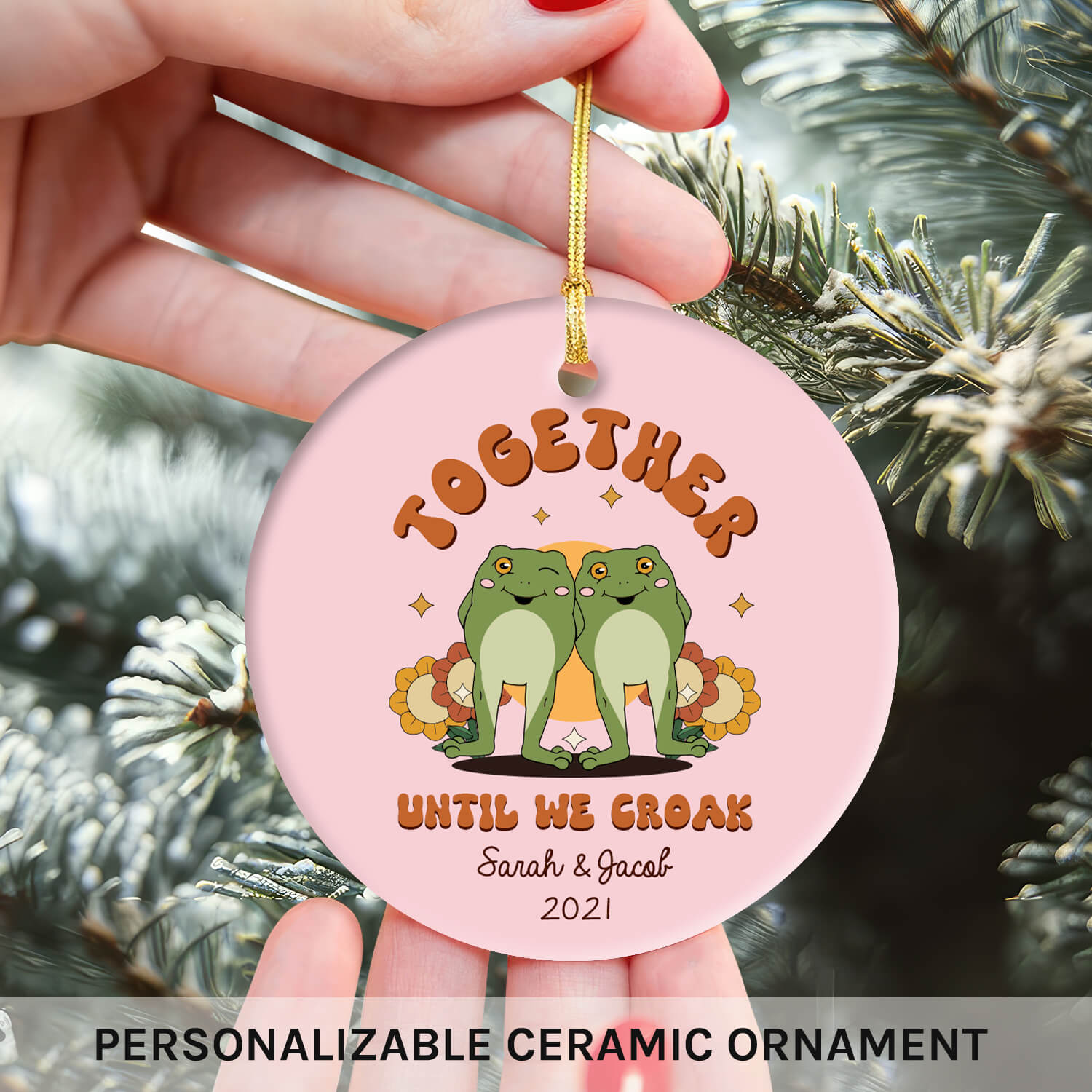 Together Until We Croak - Personalized Anniversary, Valentine's Day, Birthday or Christmas gift For Him or Her - Custom Circle Ceramic Ornament - Elizabeth Fashions