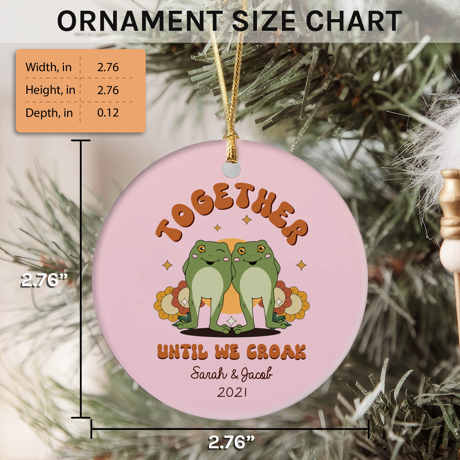 Together Until We Croak - Personalized Anniversary, Valentine's Day, Birthday or Christmas gift For Him or Her - Custom Circle Ceramic Ornament - Elizabeth Fashions