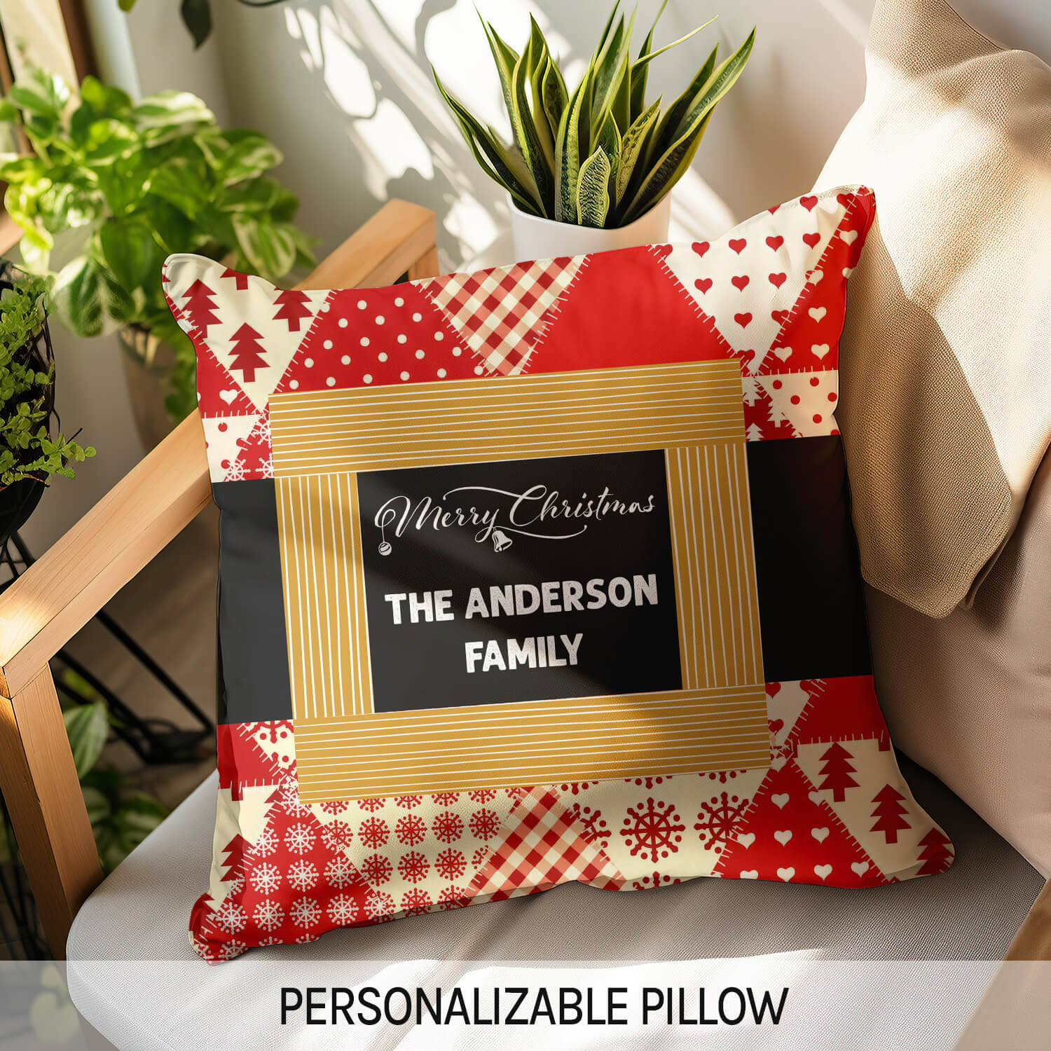 Merry Christmas - Personalized Christmas gift for Family - Custom Pillow - Elizabeth Fashions