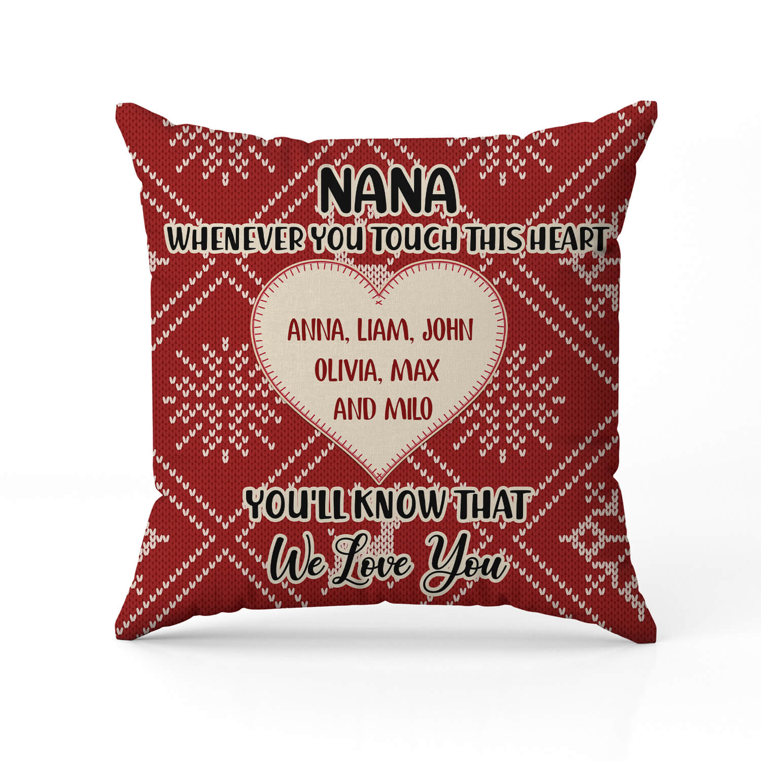 Whenever You Touch This Heart - Personalized Christmas gift for Grandma - Custom Pillow - Elizabeth Fashions