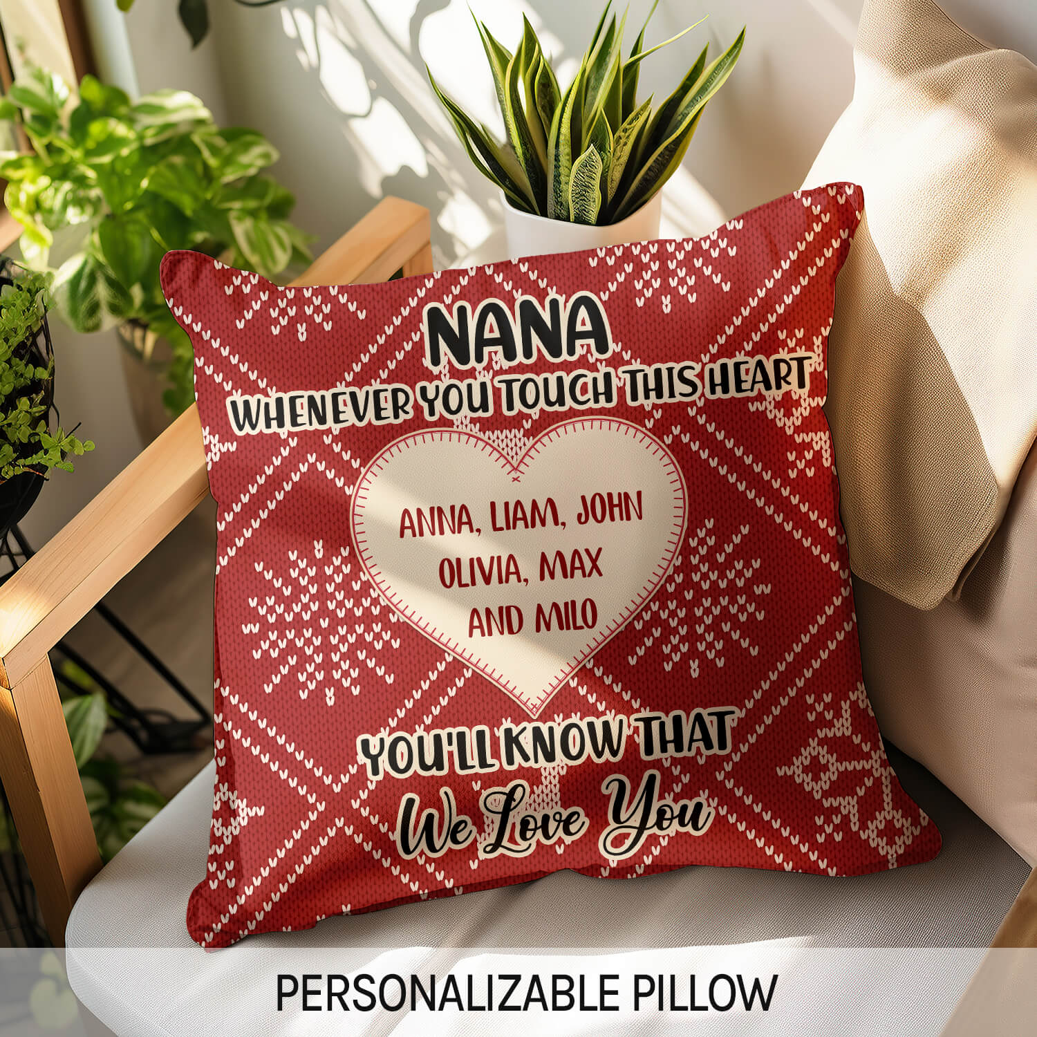 Whenever You Touch This Heart - Personalized Christmas gift for Grandma - Custom Pillow - Elizabeth Fashions